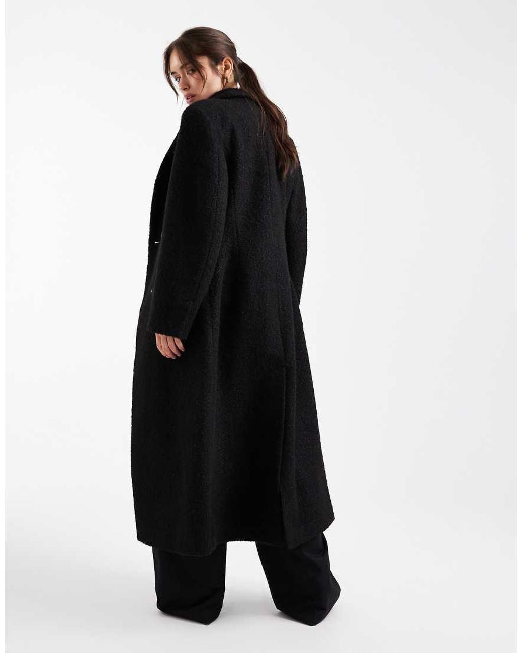ASOS Black Sculpted Boucle High Neck Formal Coat