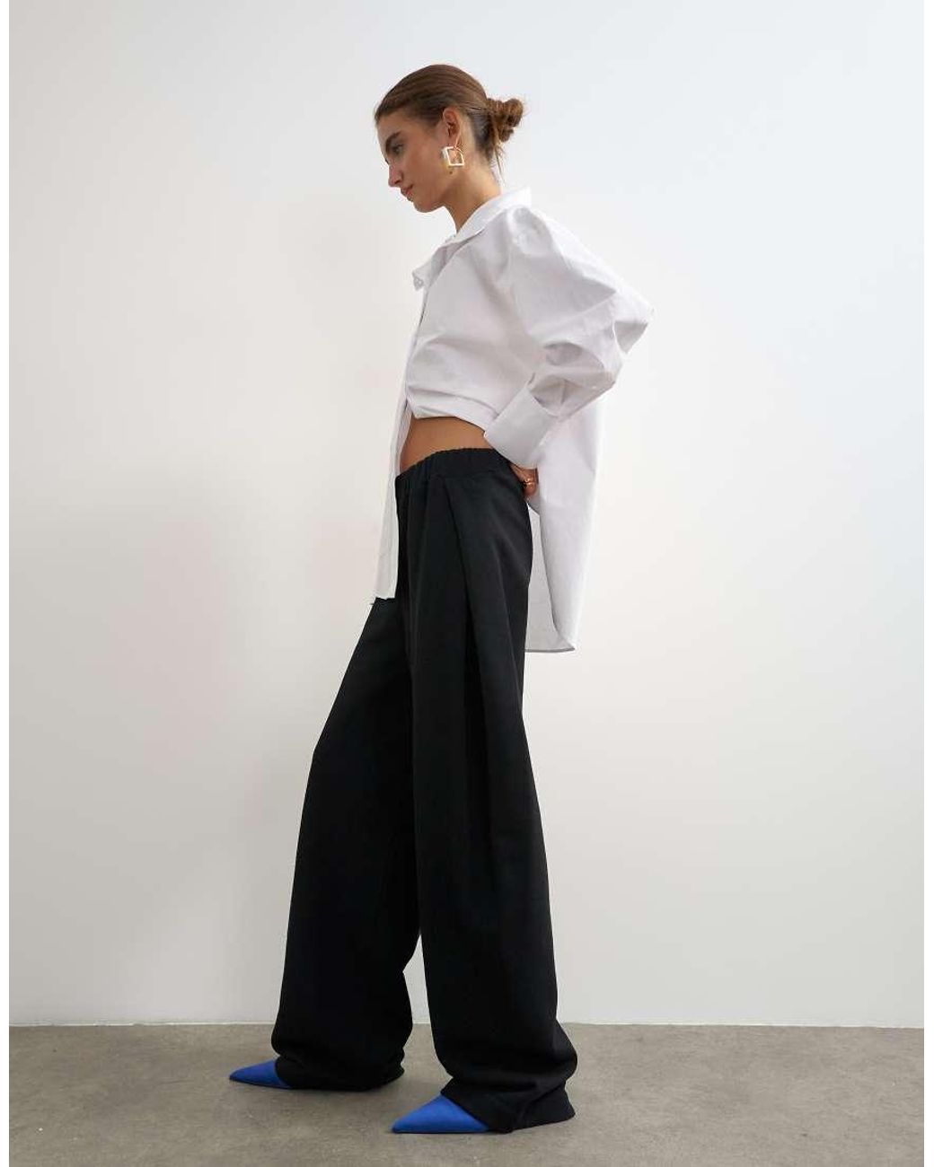 TOPSHOP White High Waisted Pleated joggers