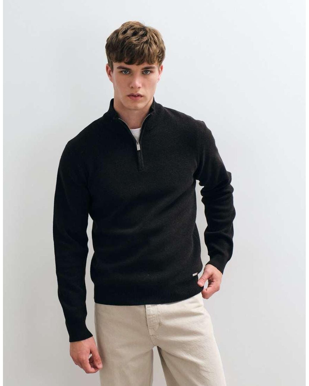 Threadbare Blue Classic 1/4 Zip Sweatshirt for men
