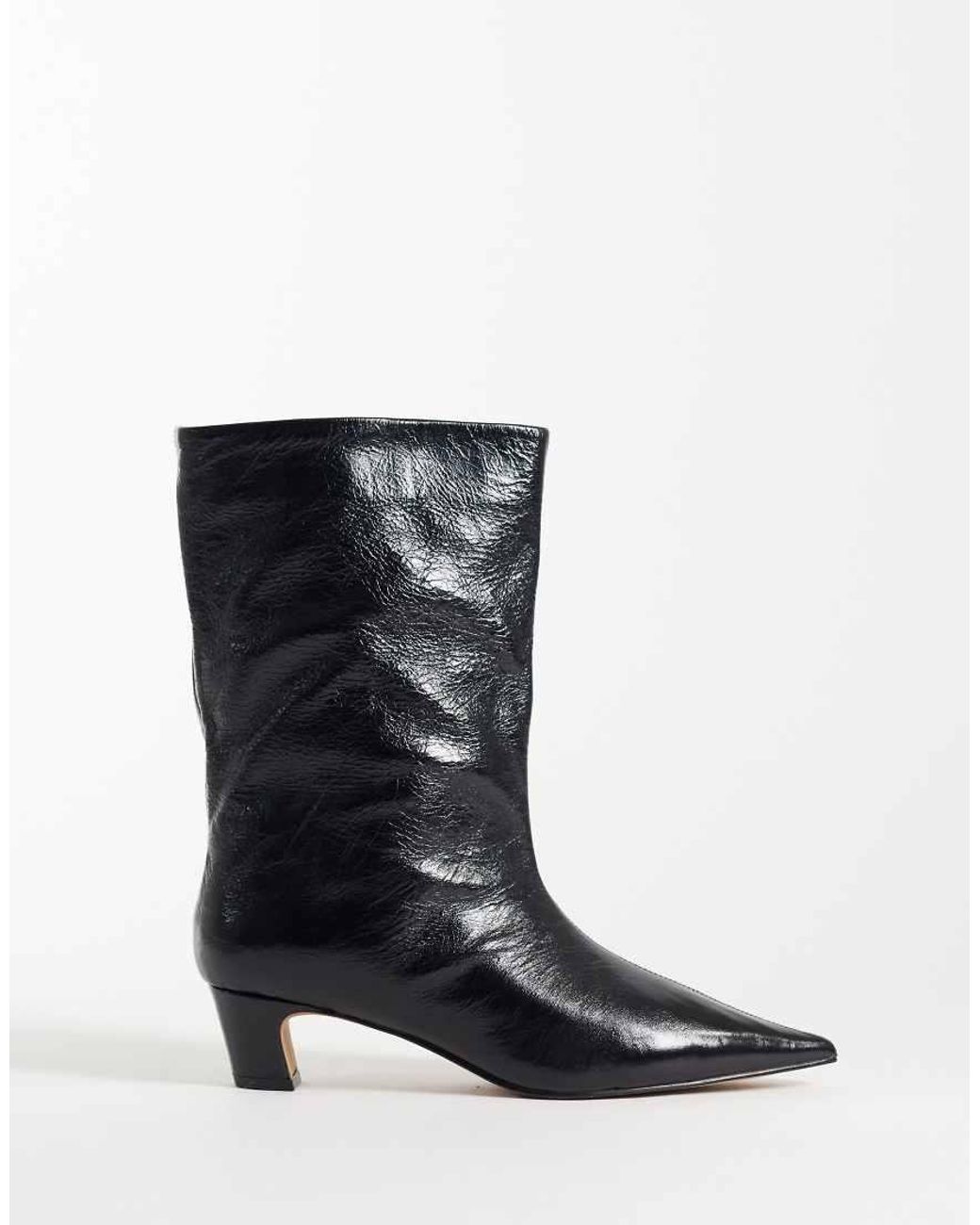 Steve Madden Black Lytton Kitten Heel Mid Ankle Boots