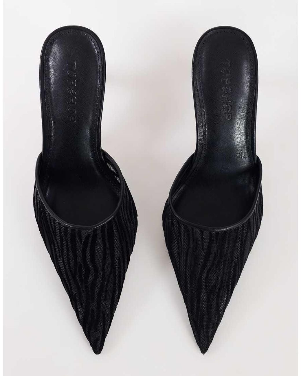 TOPSHOP Black Alessio Angular Heel Pointed Court Shoe