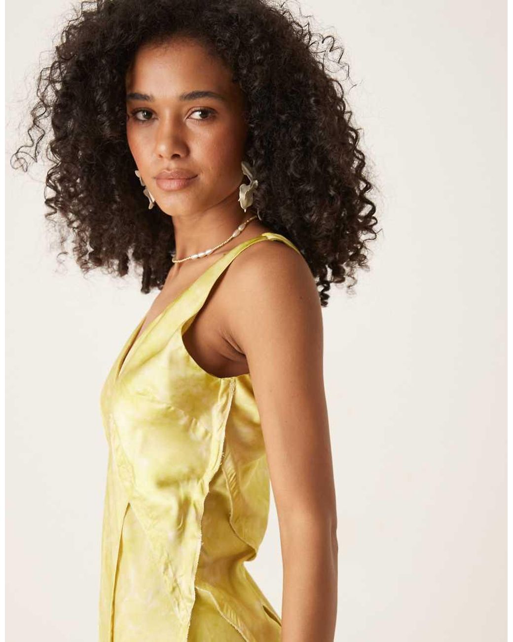 ASOS Natural Cross Back Satin Midi Dress