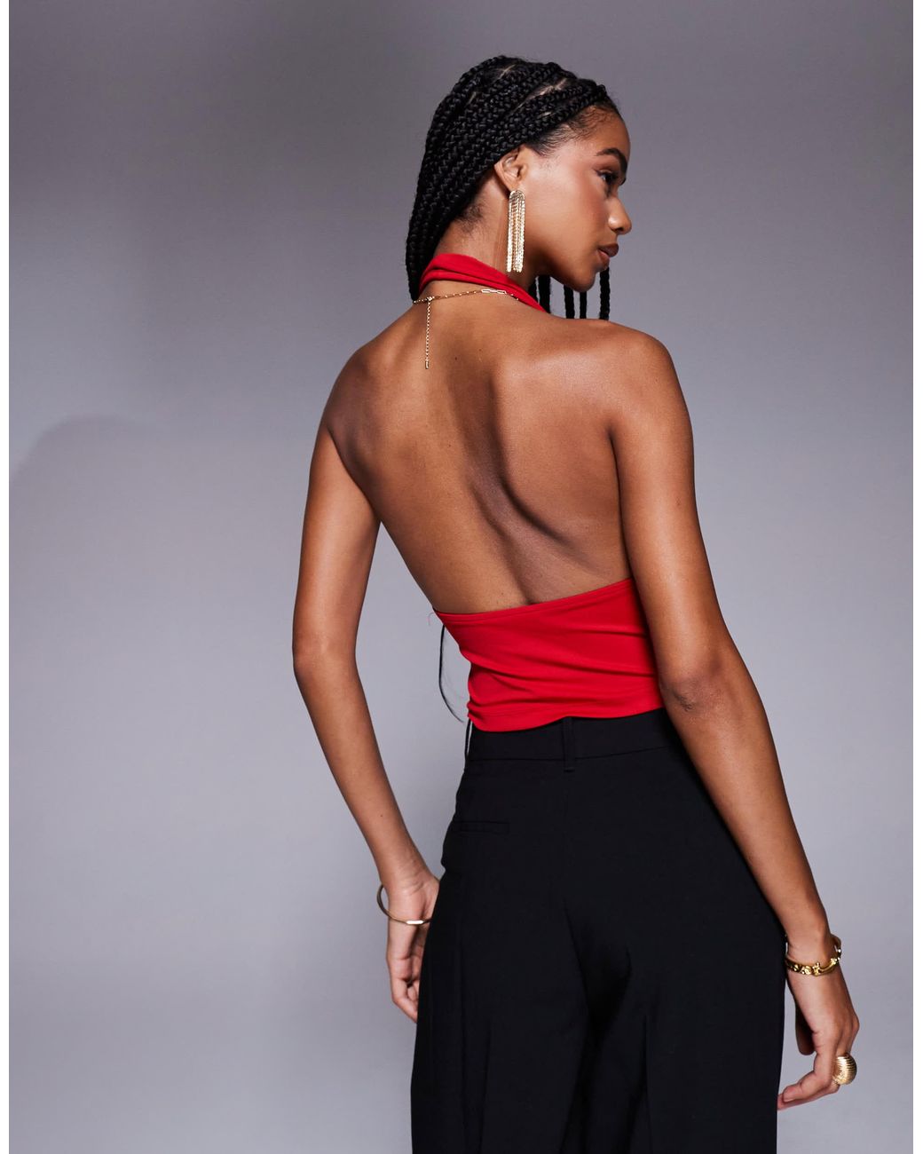 ASOS Red Cowl Halter Top