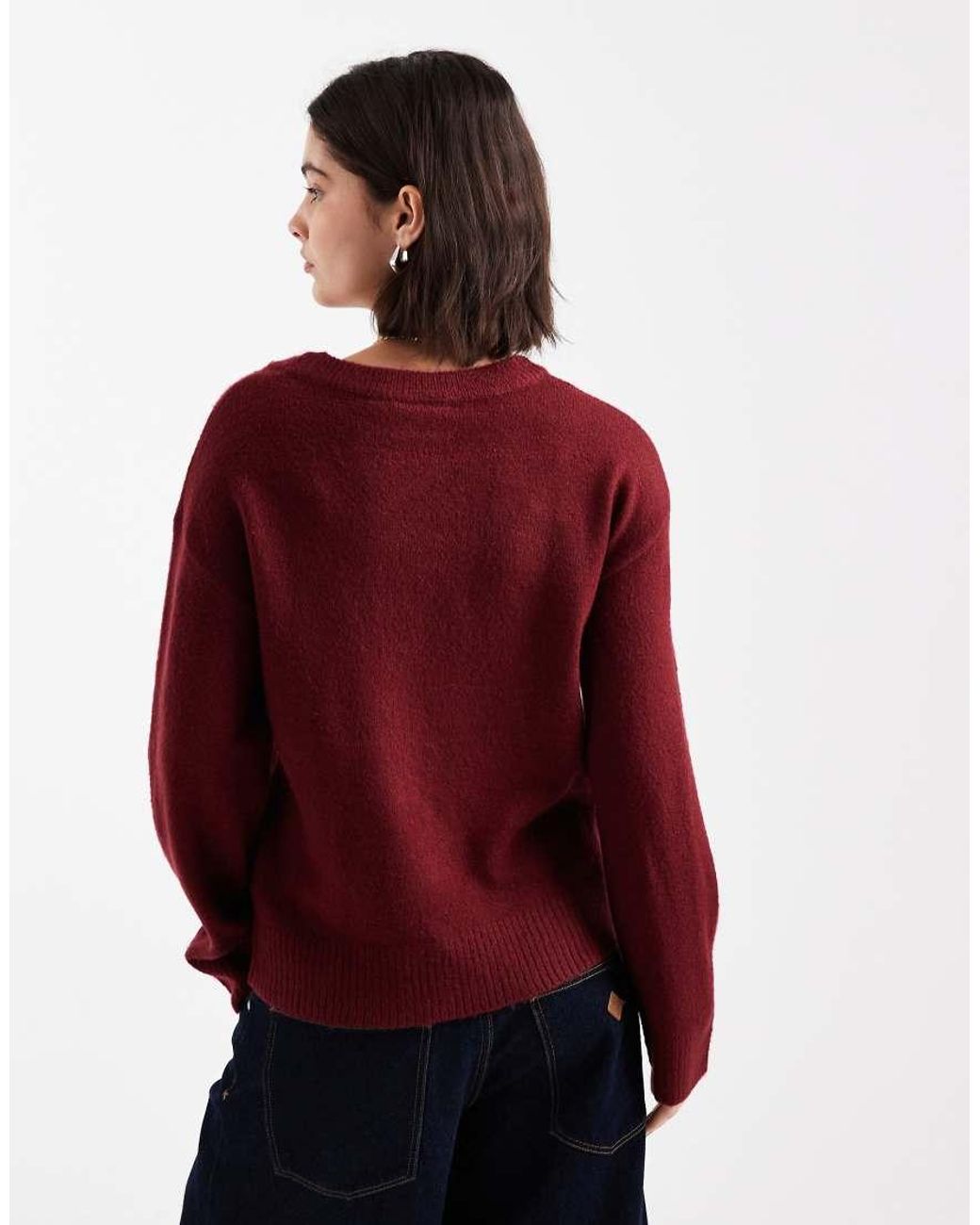 Brave Soul Red Oversized Christmas Jumper With Sequin Candy Cane Detail