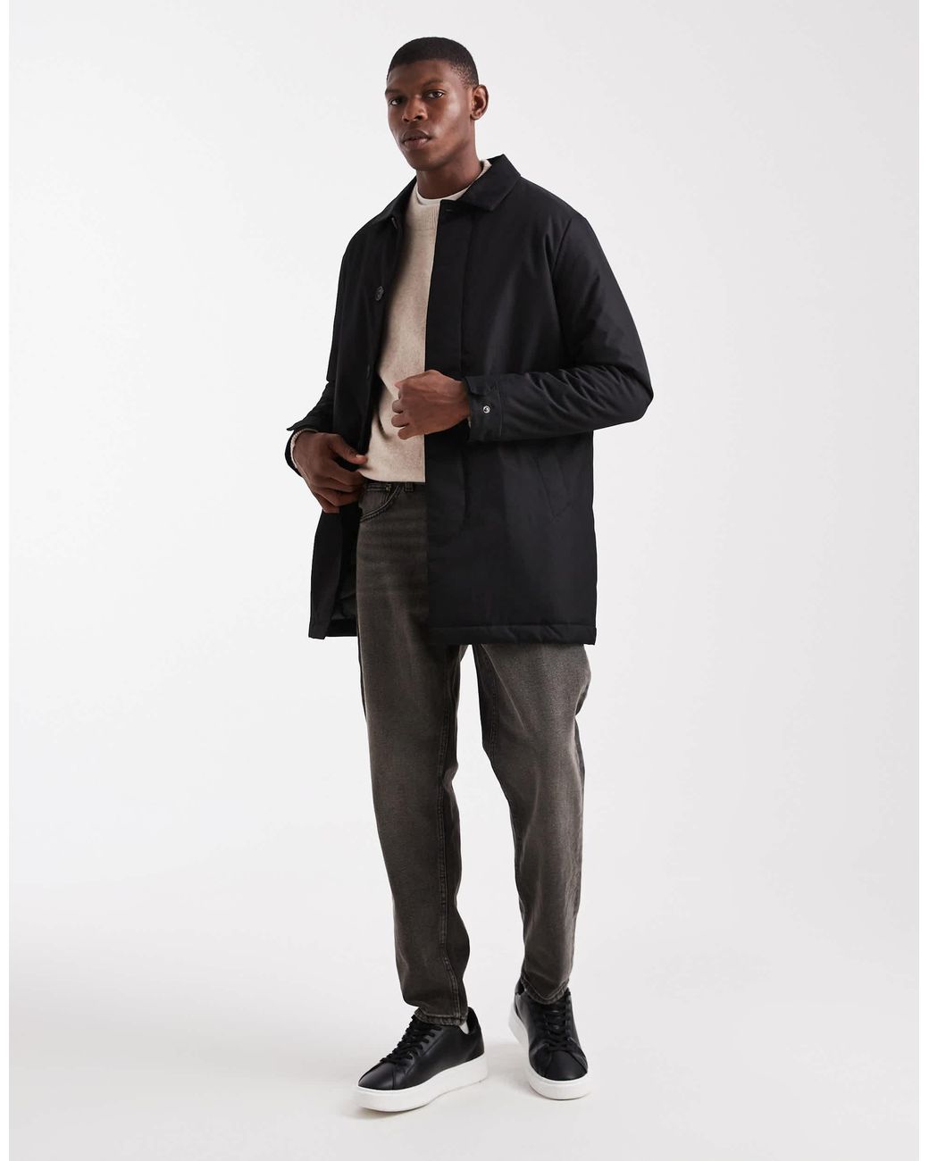 Threadbare – kurzer trenchcoat in Black für Herren