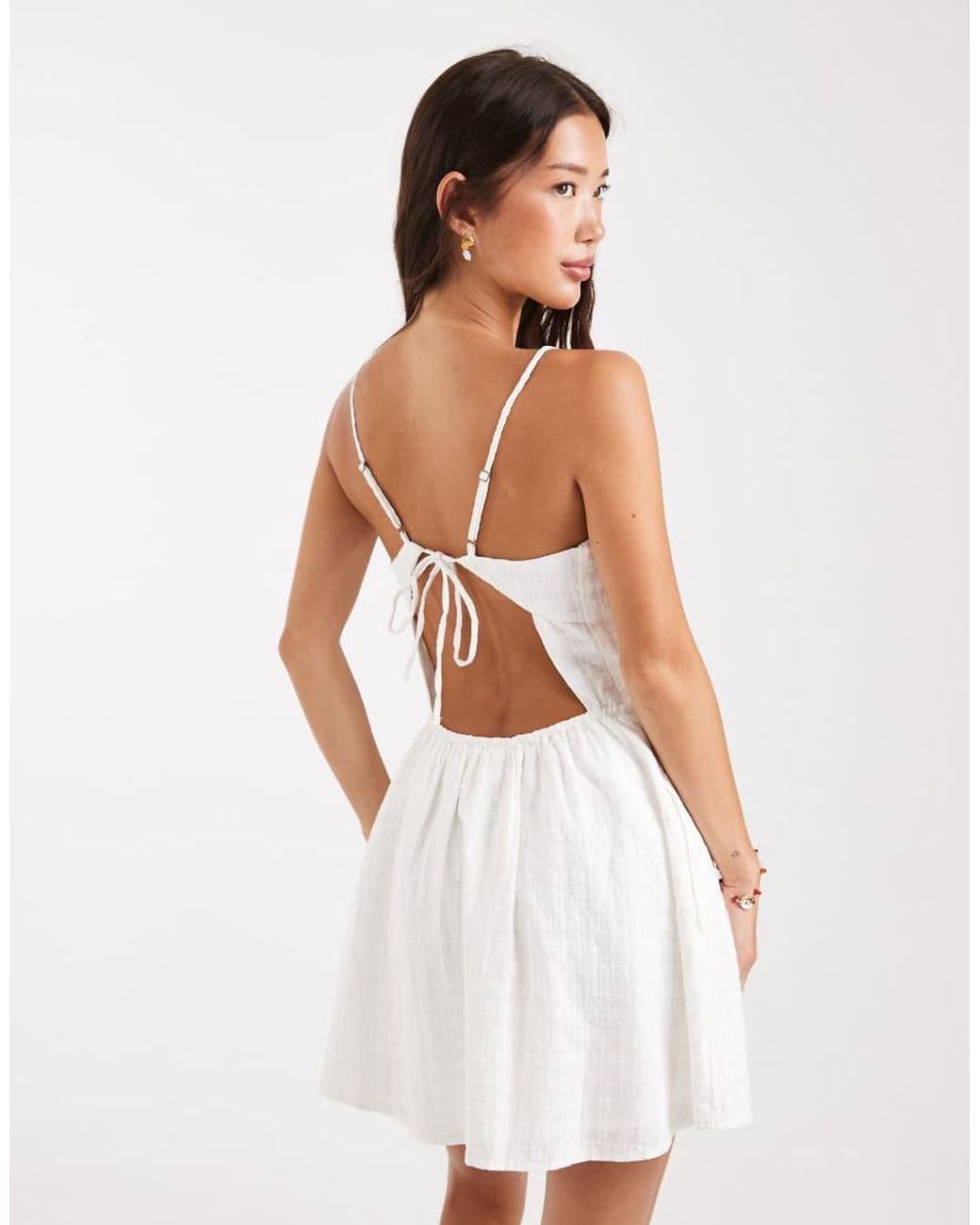 Hollister White Open Back Mini Skort Dress
