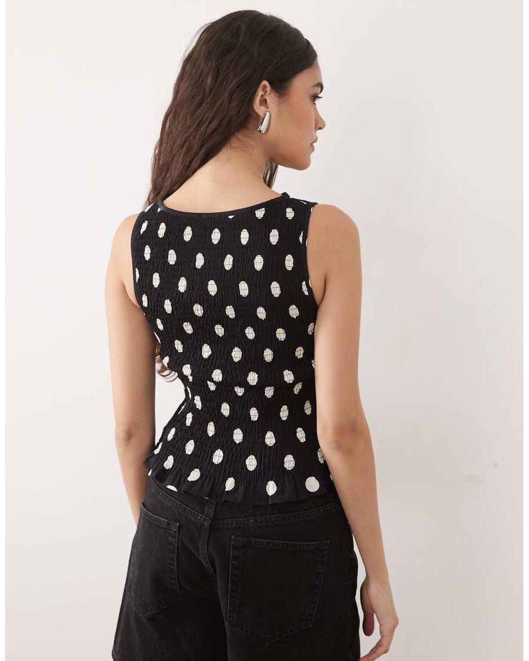 ASOS Black Shirred Tank Top