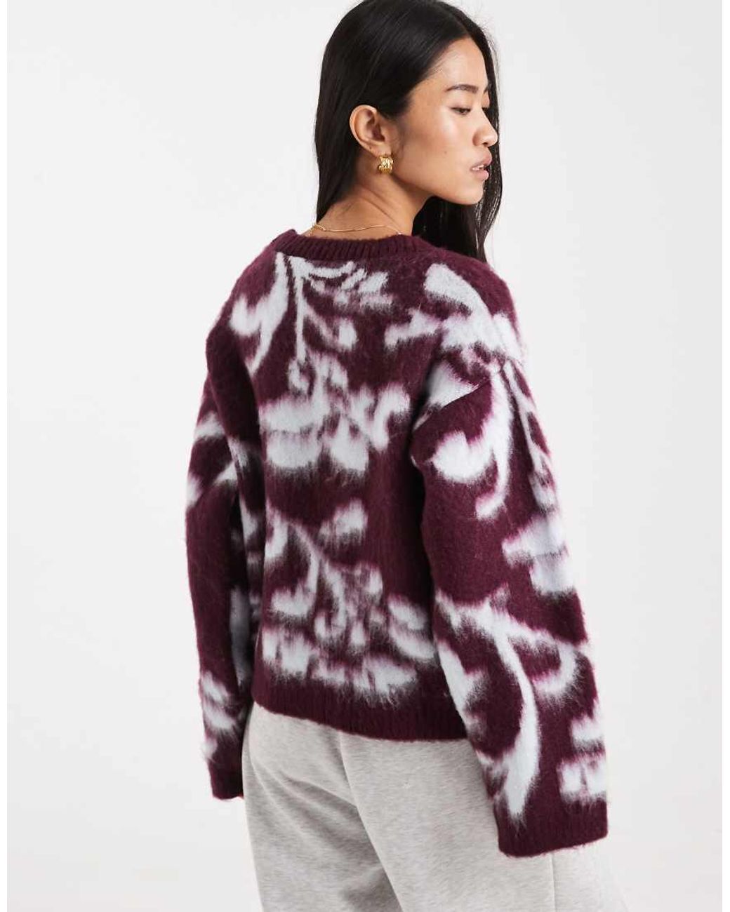 ASOS Purple Knitted Brushed Floral Jumper