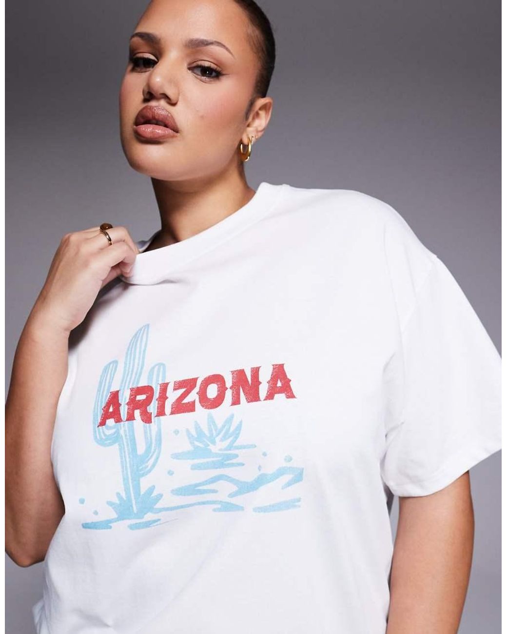 South Beach White Arizona Print Oversized T-shirt