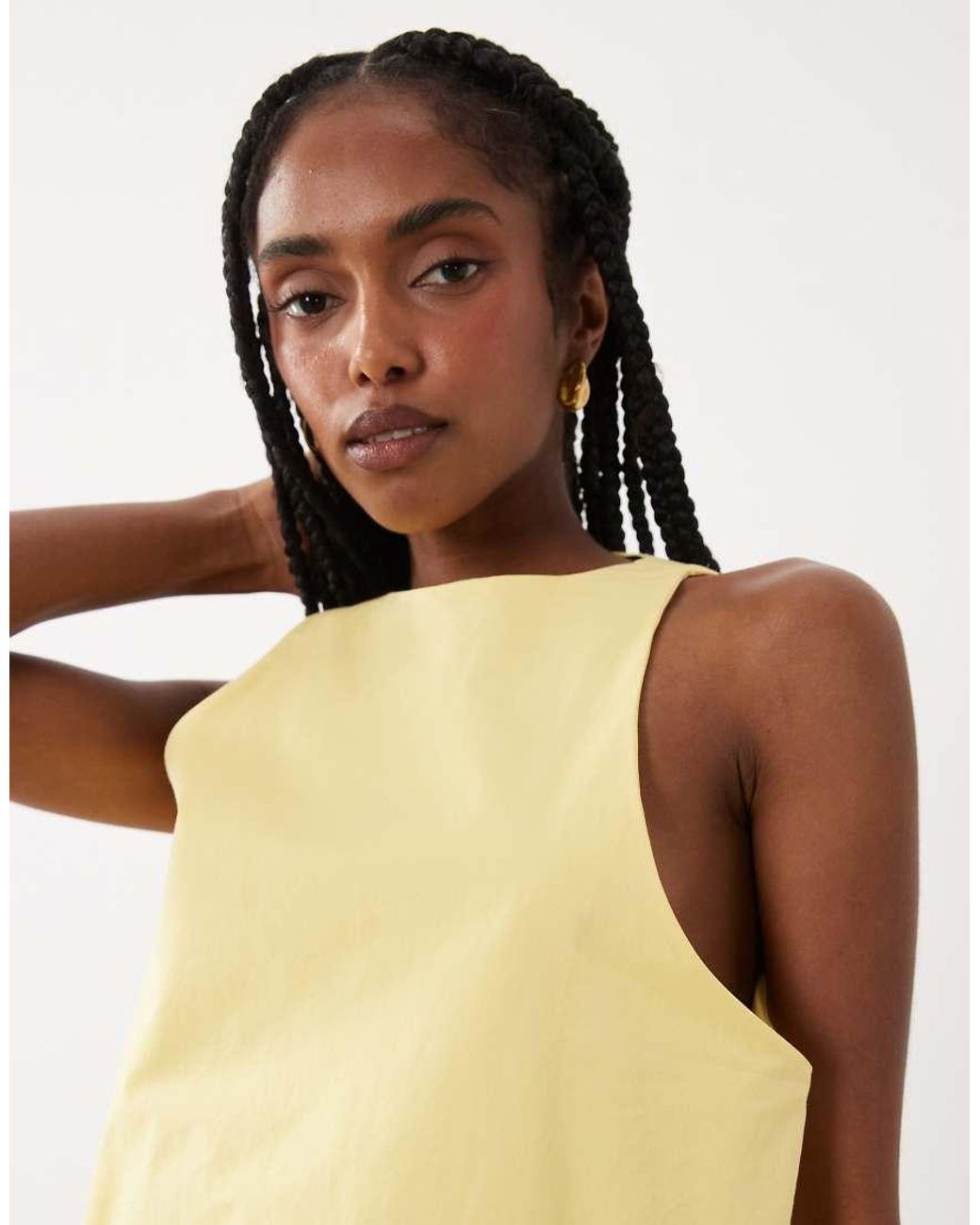 ASOS Yellow Bubble Hem Halter Neck Top