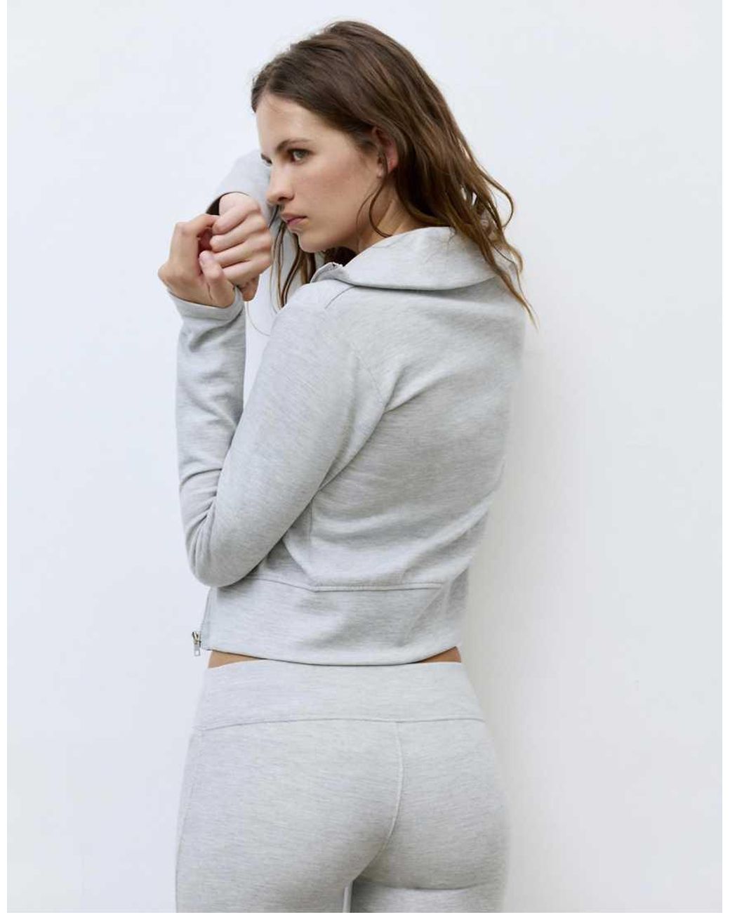 Pull&Bear Gray High Neck Interlock Jacket