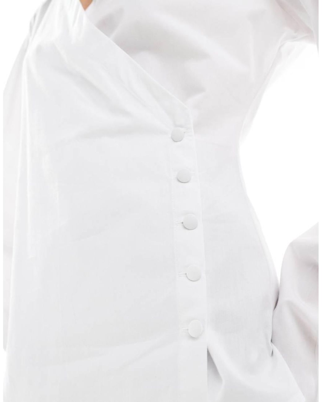ASOS White Poplin Wrap Placket Cocoon Sleeve Shirt