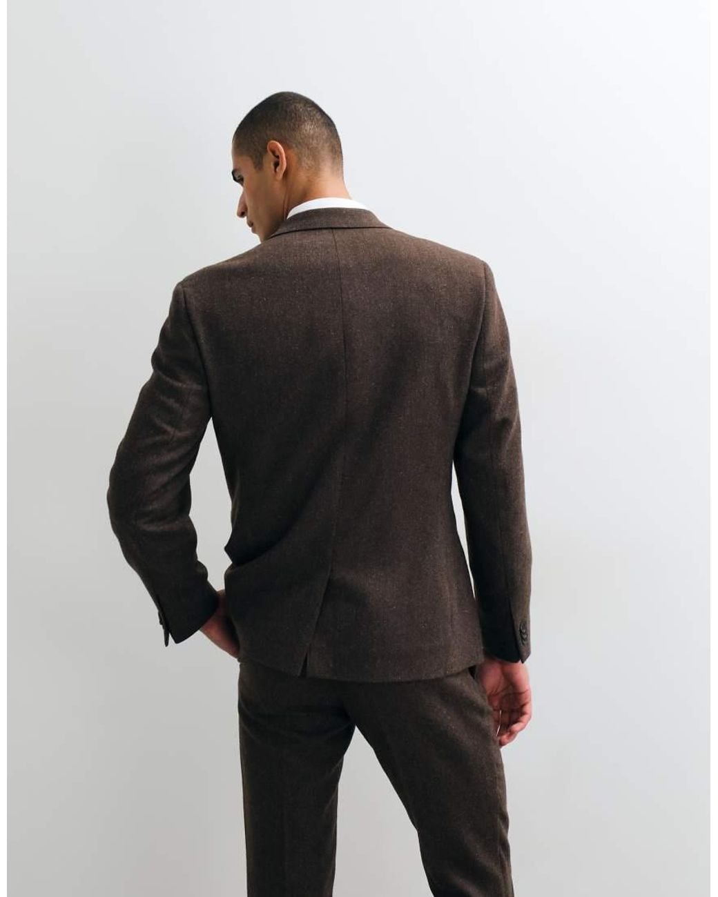 ASOS Black Slim Herringbone Suit Jacket With Wool for men