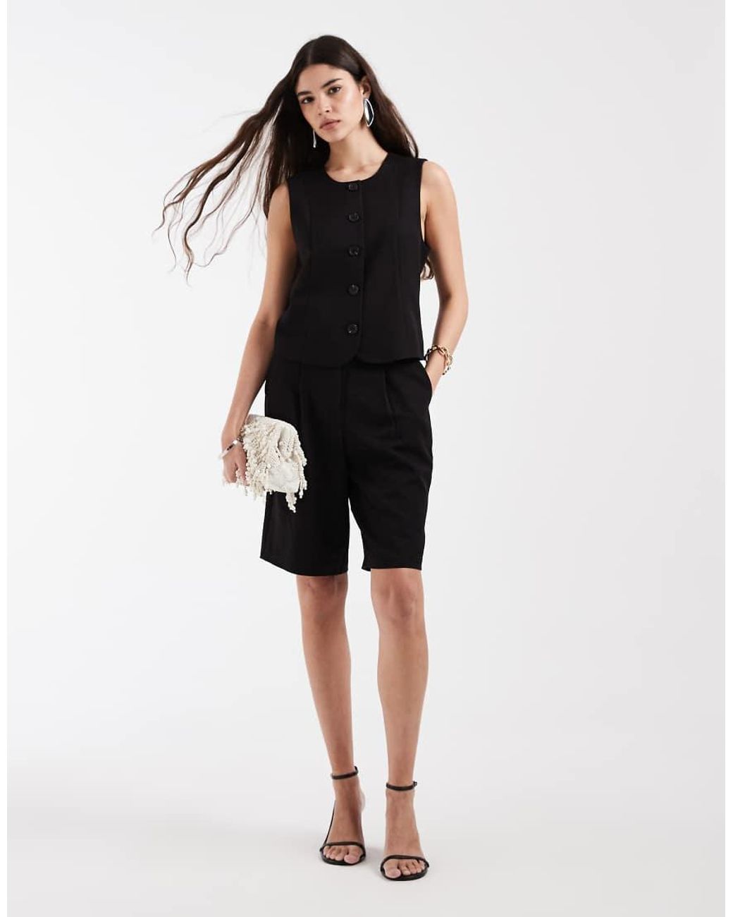 Pieces Black Tailored Waistcoat