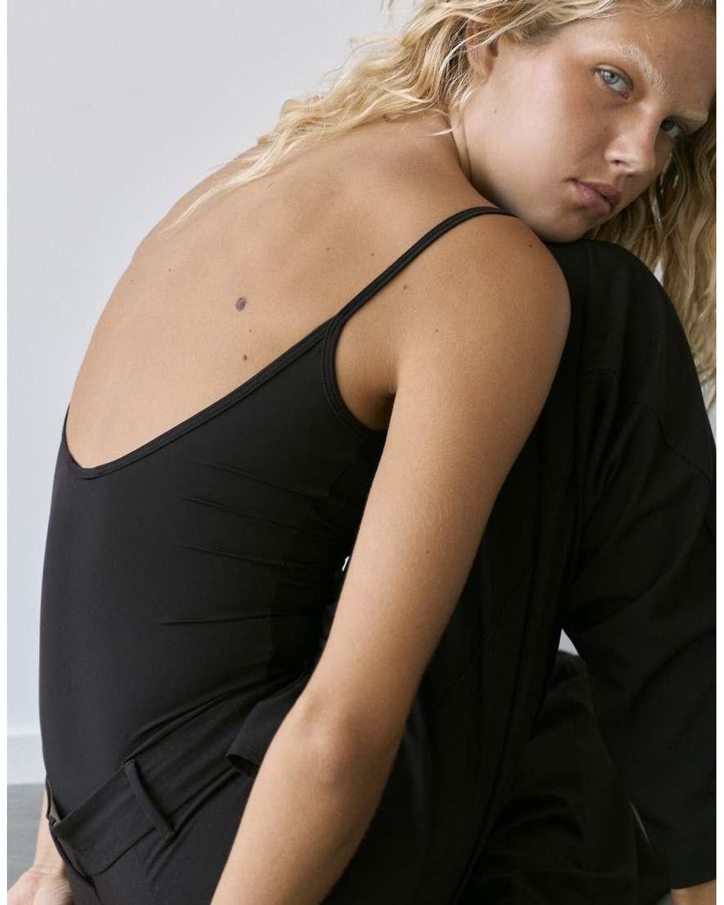 Pull&Bear Blue Polyamide Bodysuit With Thin Straps