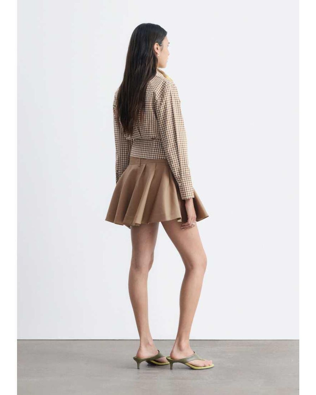 & Other Stories Brown Pure Cotton Shirt With Cinch Waist Detail