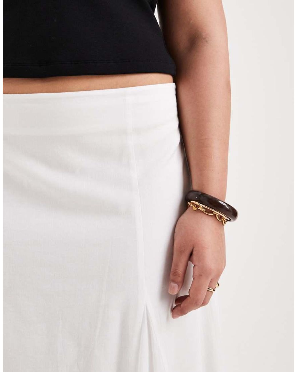 ASOS White Asos Design Curve Cotton Godet Maxi Skirt