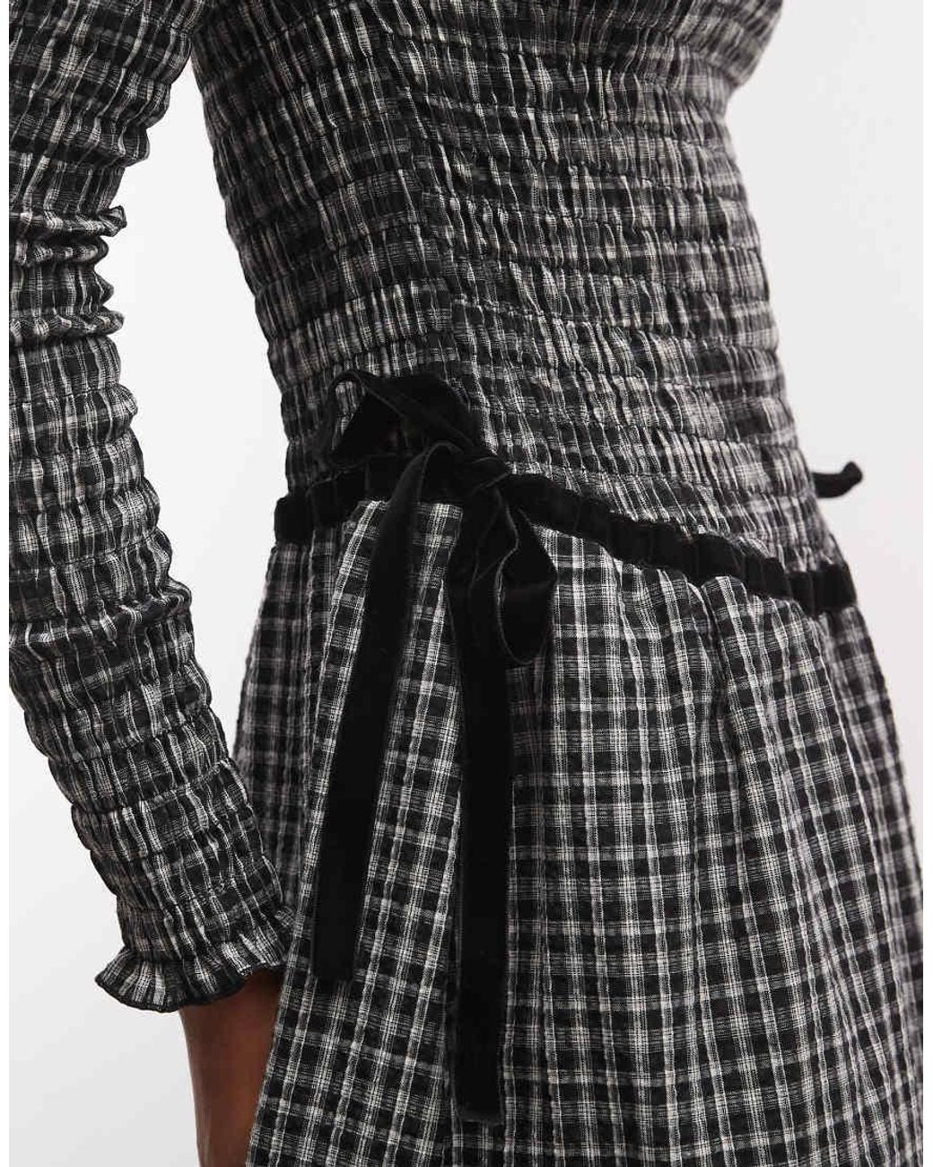 Daisy Street Gray Shirred Drop Waist Maxi Dress