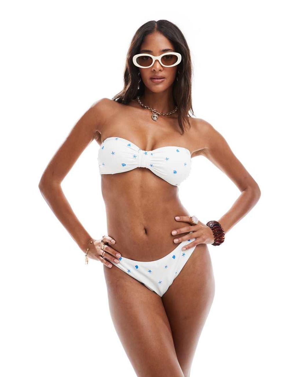 New Look White Starfish Bikini Bottoms