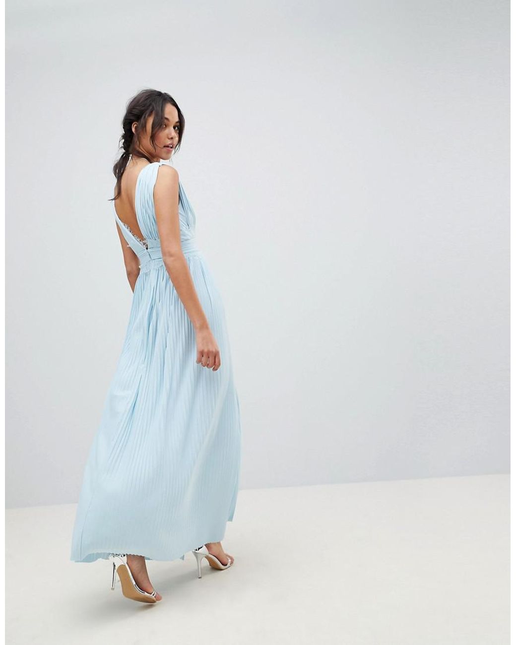 ASOS Denim Premium Lace Insert Pleated 