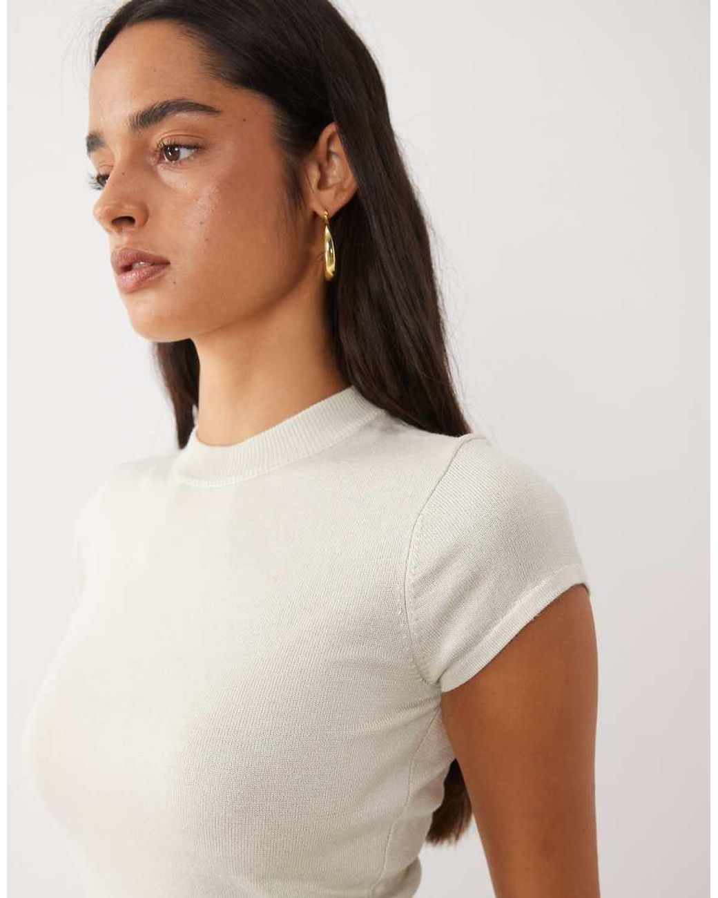 Kaiia White Exclusive Knitted Cap Sleeve Mini Skater Dress