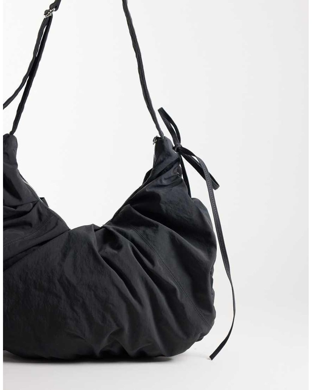 Weekday Black Ruched Cross Body Bag