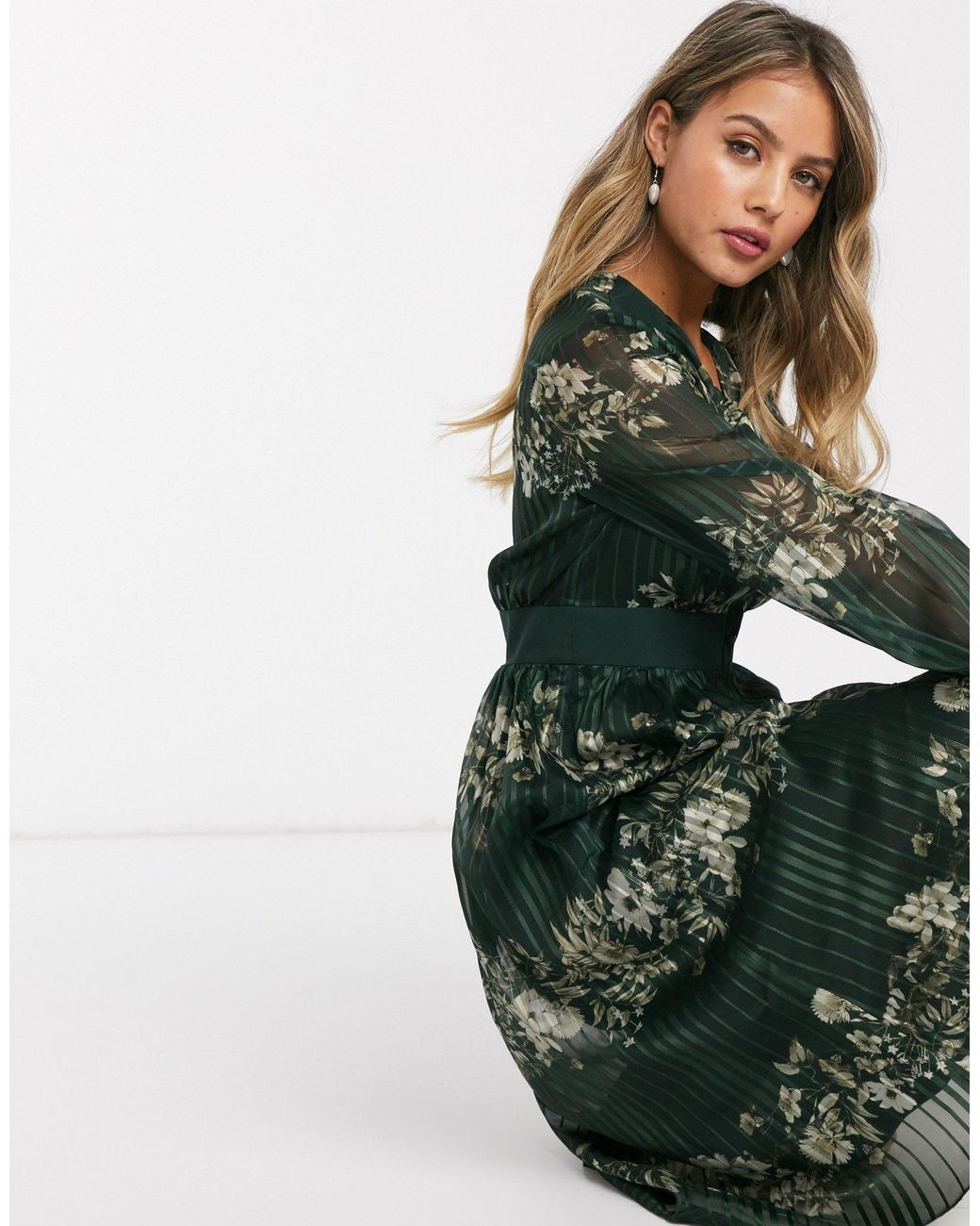 ted baker green dress long sleeve Ted Baker ILVA Full Floral Skirted Mini Dress, Green/Multi
