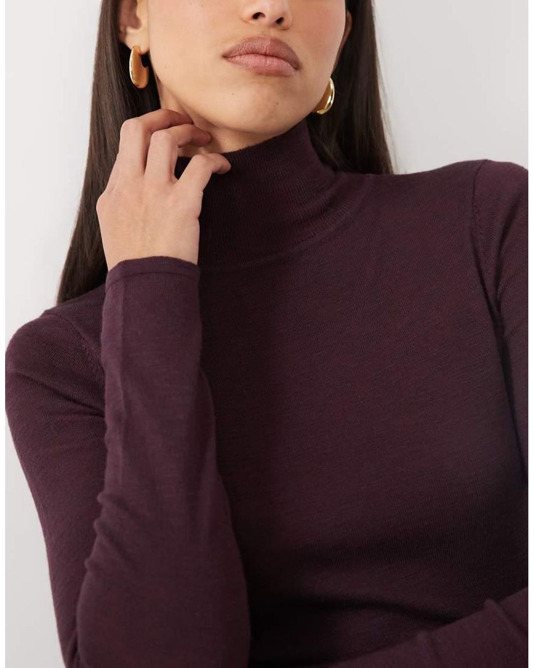 Pretty Lavish Purple Fine Knit Long Sleeve Roll Neck Top
