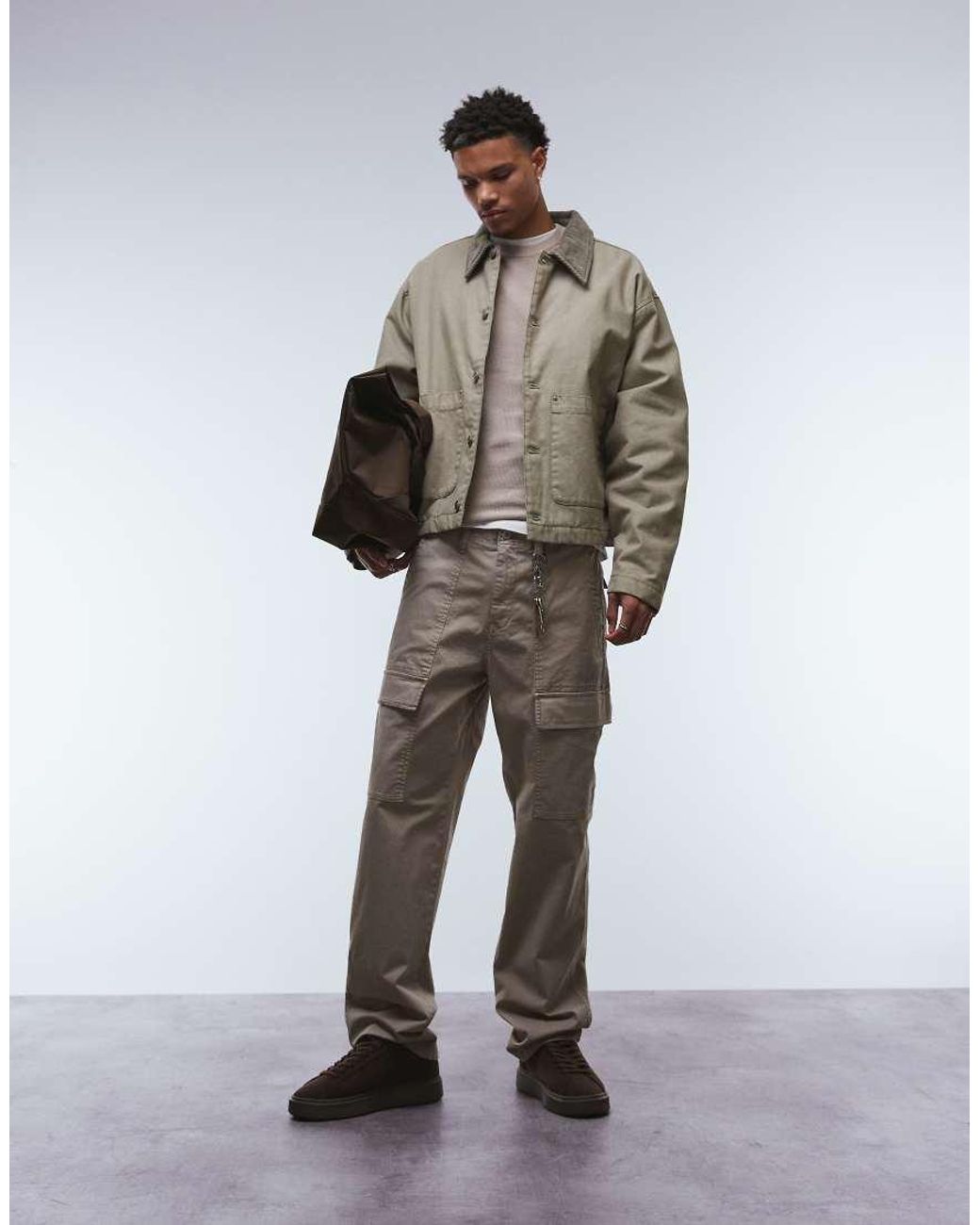 ASOS Natural Harrington Jacket With Quilted Lining for men