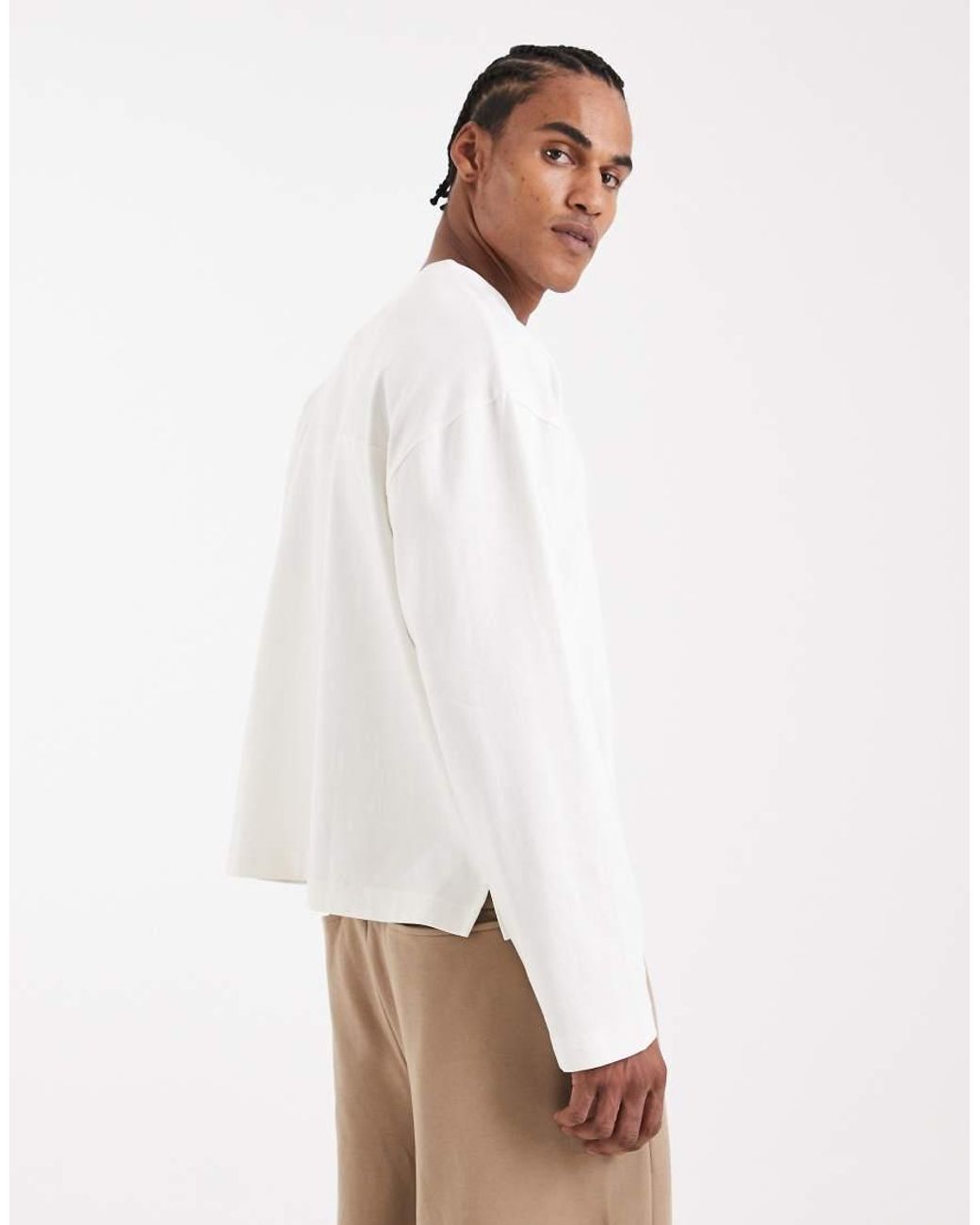 ASOS White Circular Design Collection Super Heavyweight Boxy Oversized Long Sleeve T-shirt for men