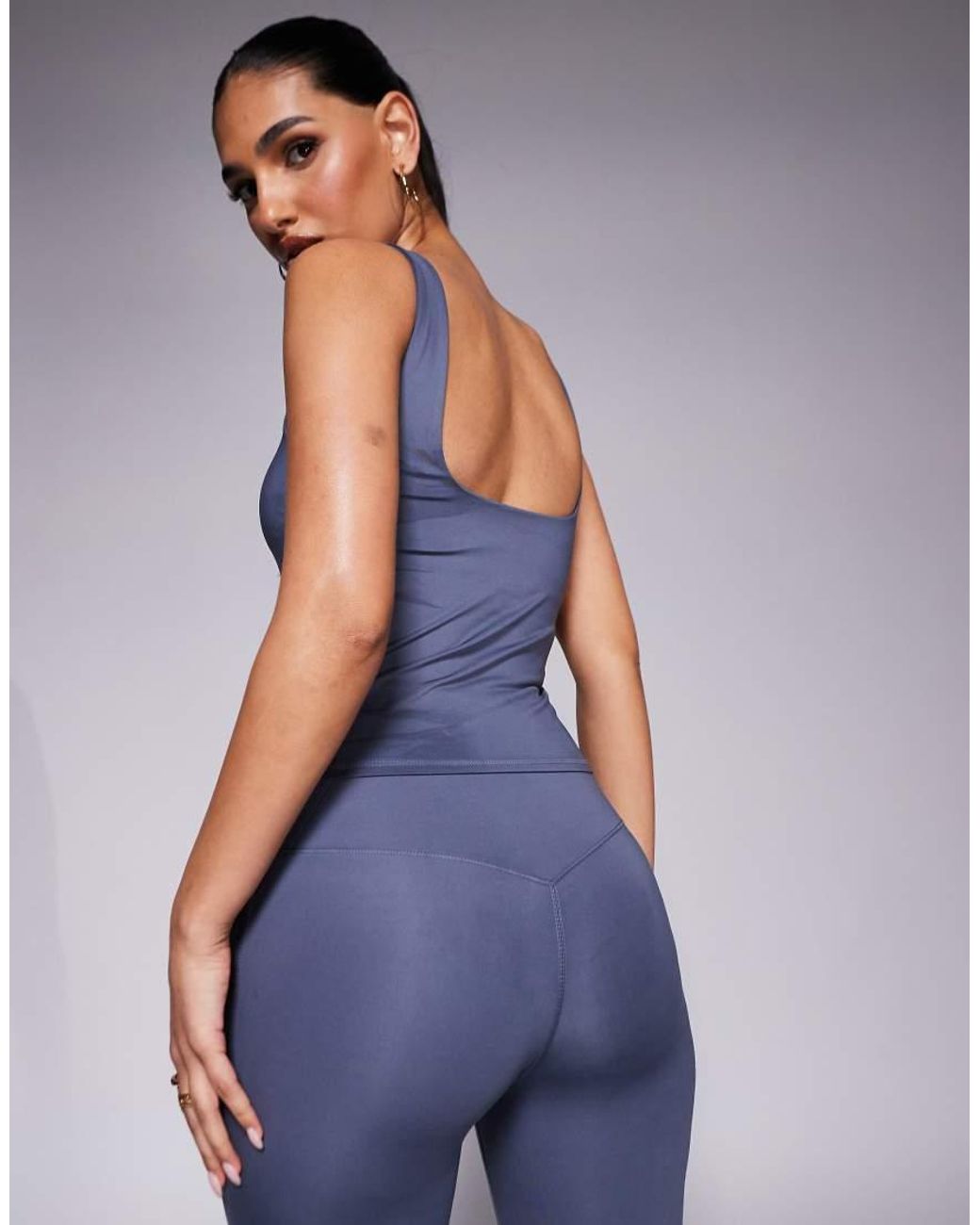 4505 Blue Square Neck Vest With Inner Bra
