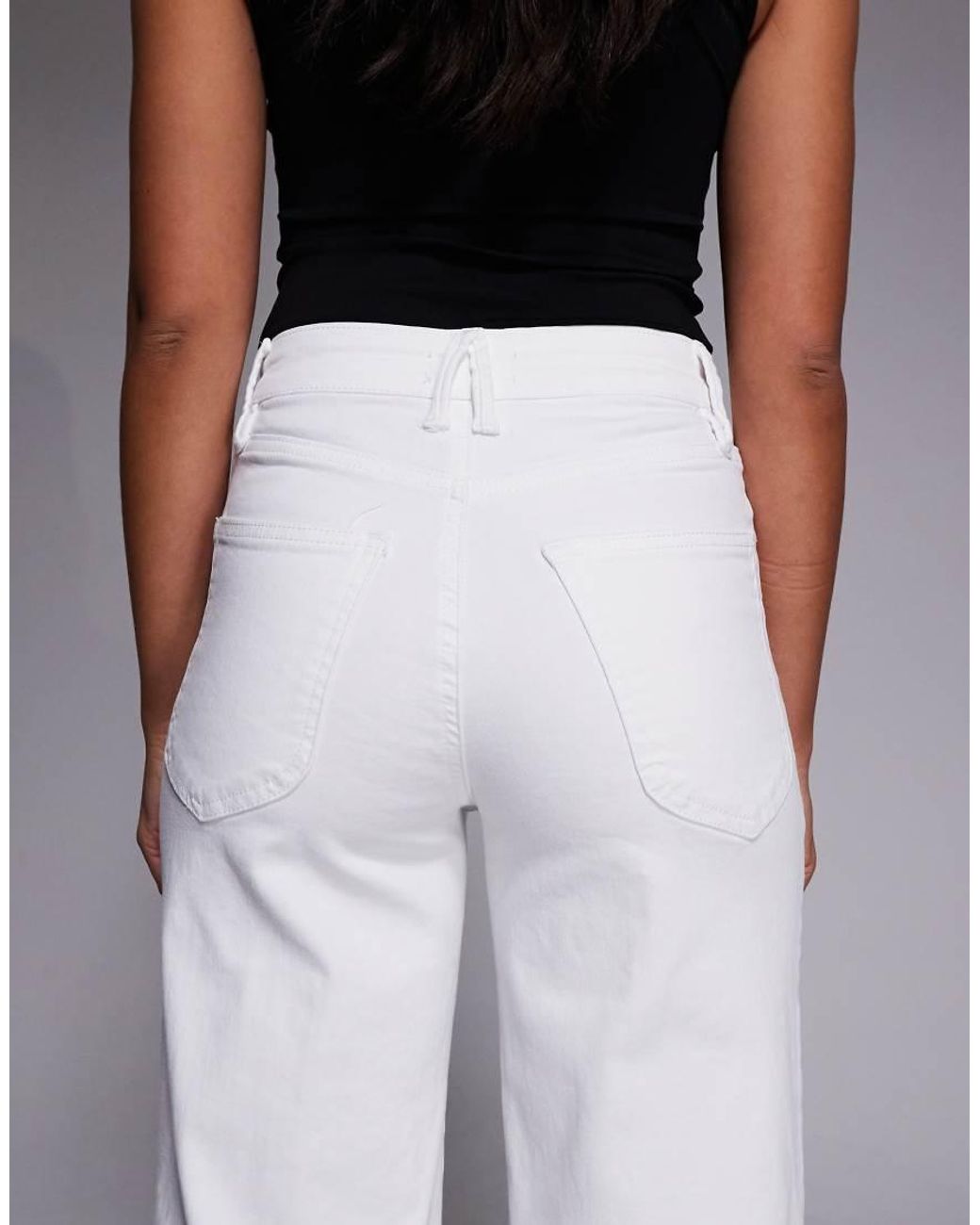 GOOD AMERICAN White Good Waist Front Pocket Detail Wide Leg Palazzo Jeans