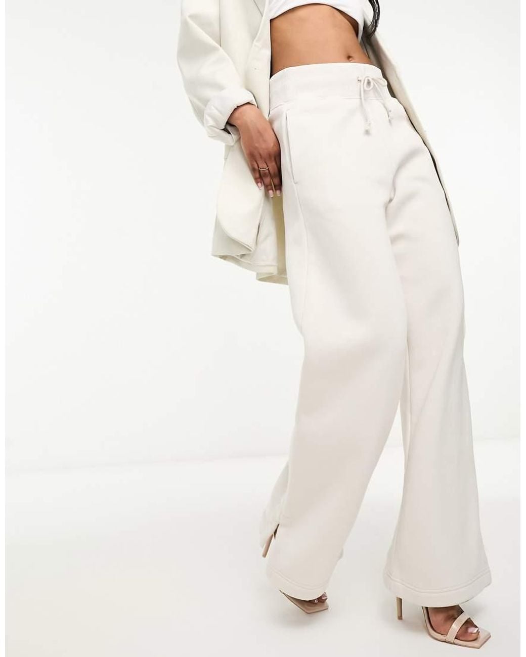 Nike White Phoenix Fleece High Rise Wide Leg Joggers