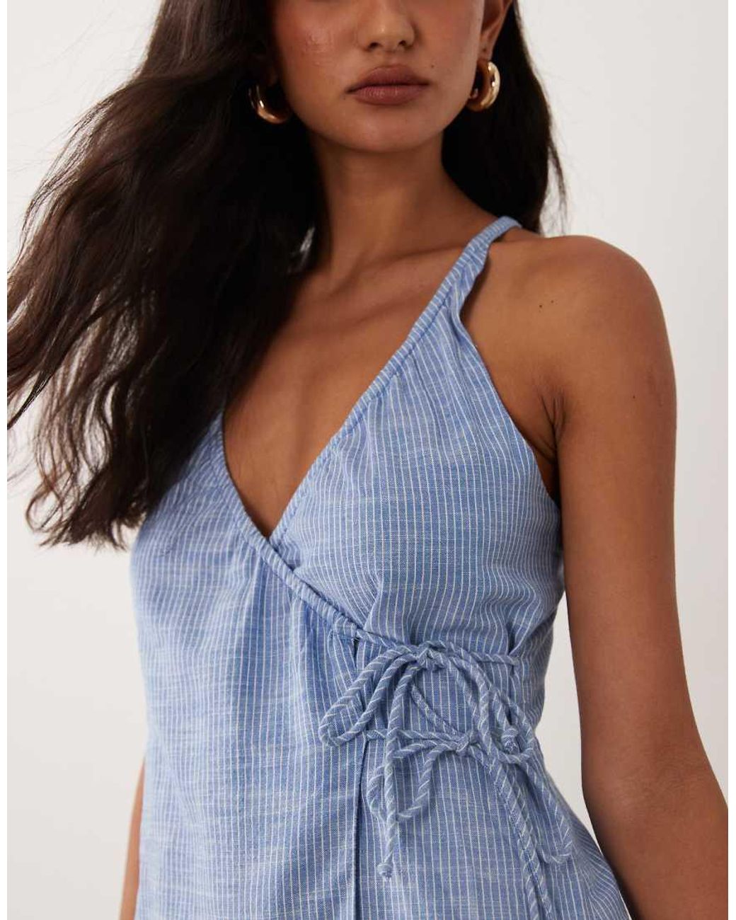 Cotton On Blue Isabelle Wrap Halter Mini Dress