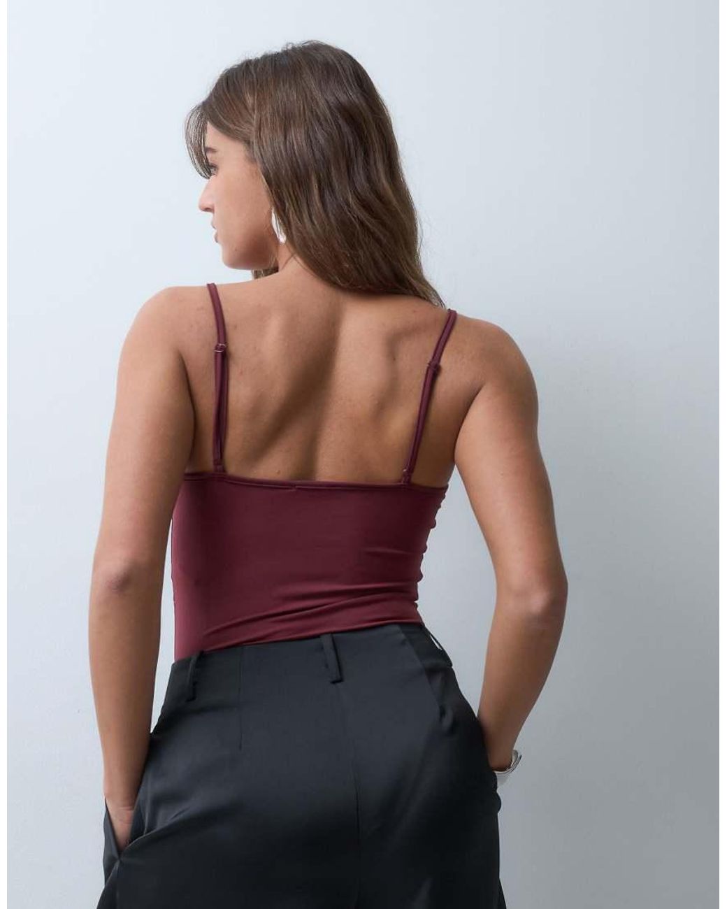 ASOS Purple Sleeveless Lace Trim Bodysuit