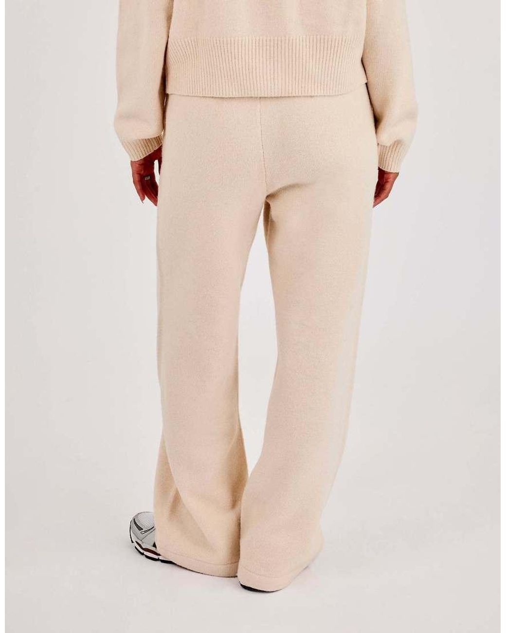 CERNUCCI Natural Knitted Embroidered Logo Wide Leg Jogger