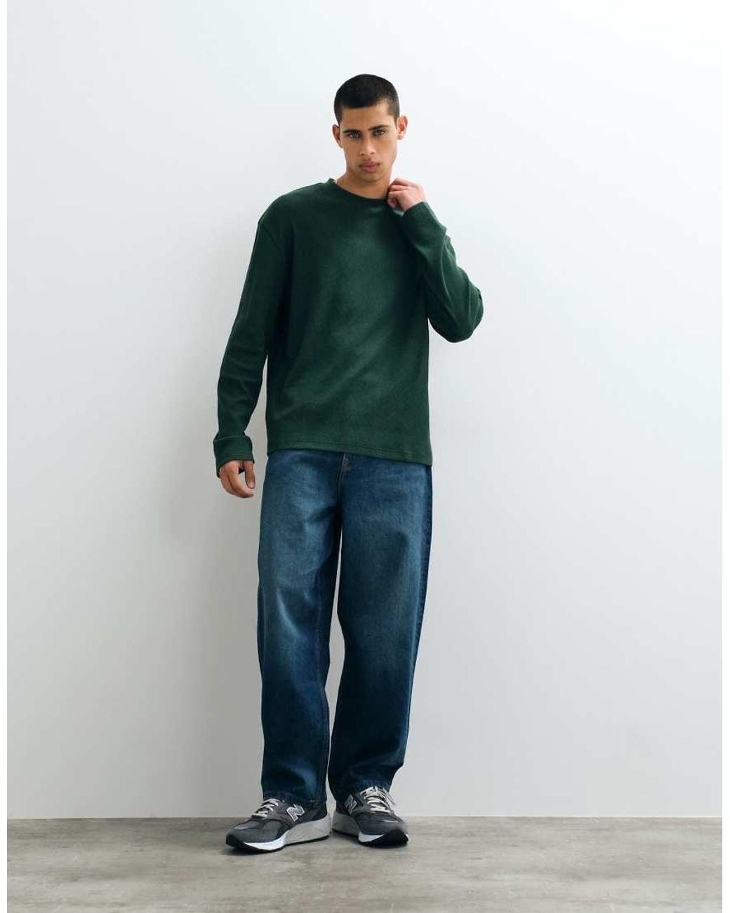 ASOS Green Relaxed Long Sleeve T-shirt for men