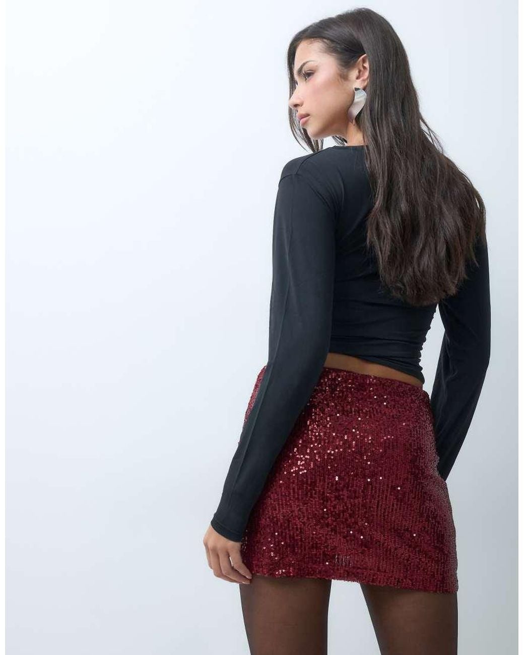 ASOS Red Allover Sequin Micro Mini Skirt