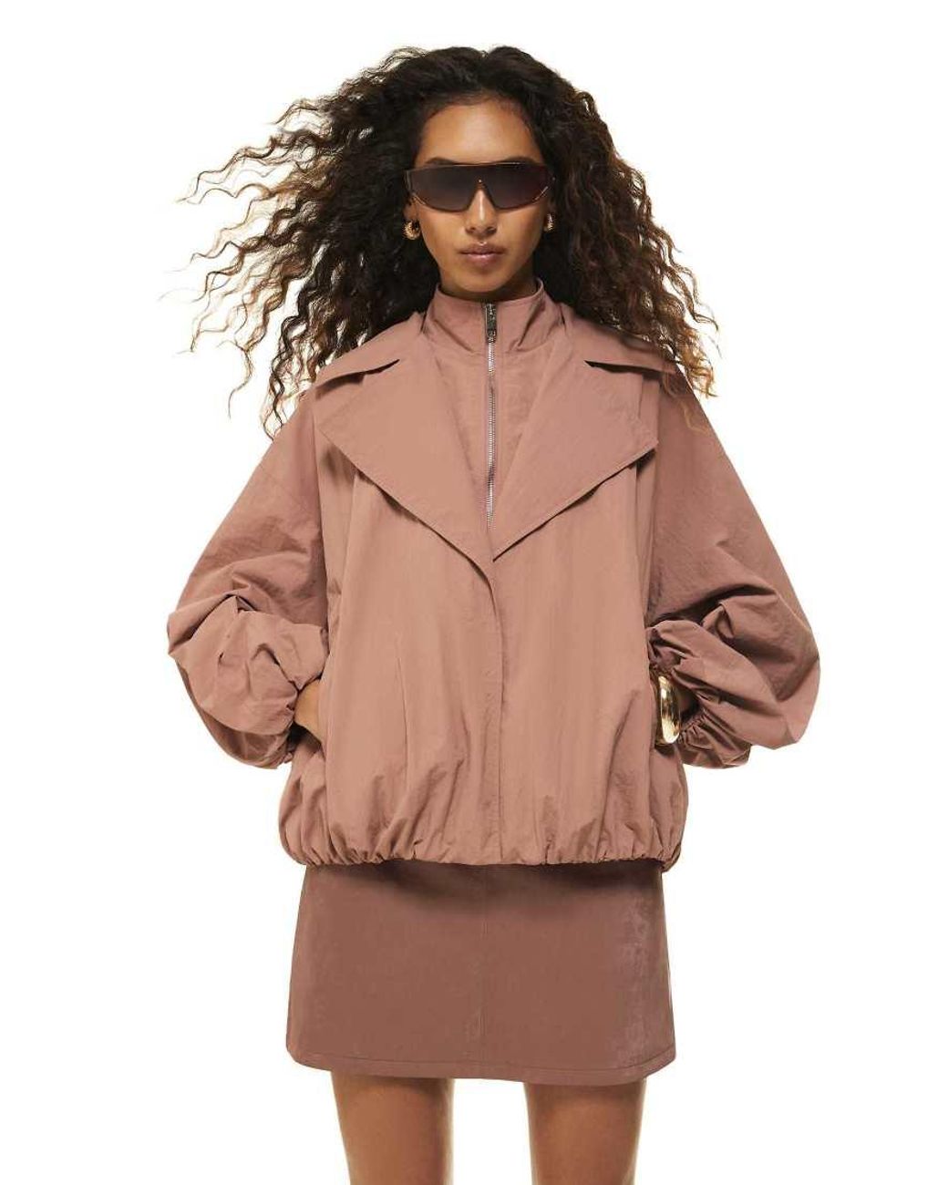 River Island Natural Double Layer Tech Bubble Hem Jacket