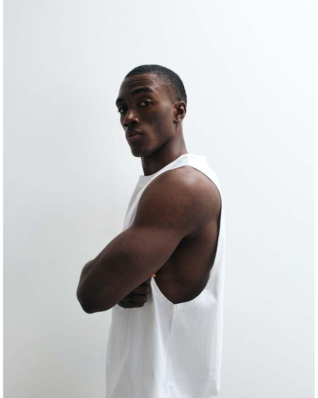 4505 White Icon Cotton Drop Armhole Training Vest With Quick Dry Finish for men