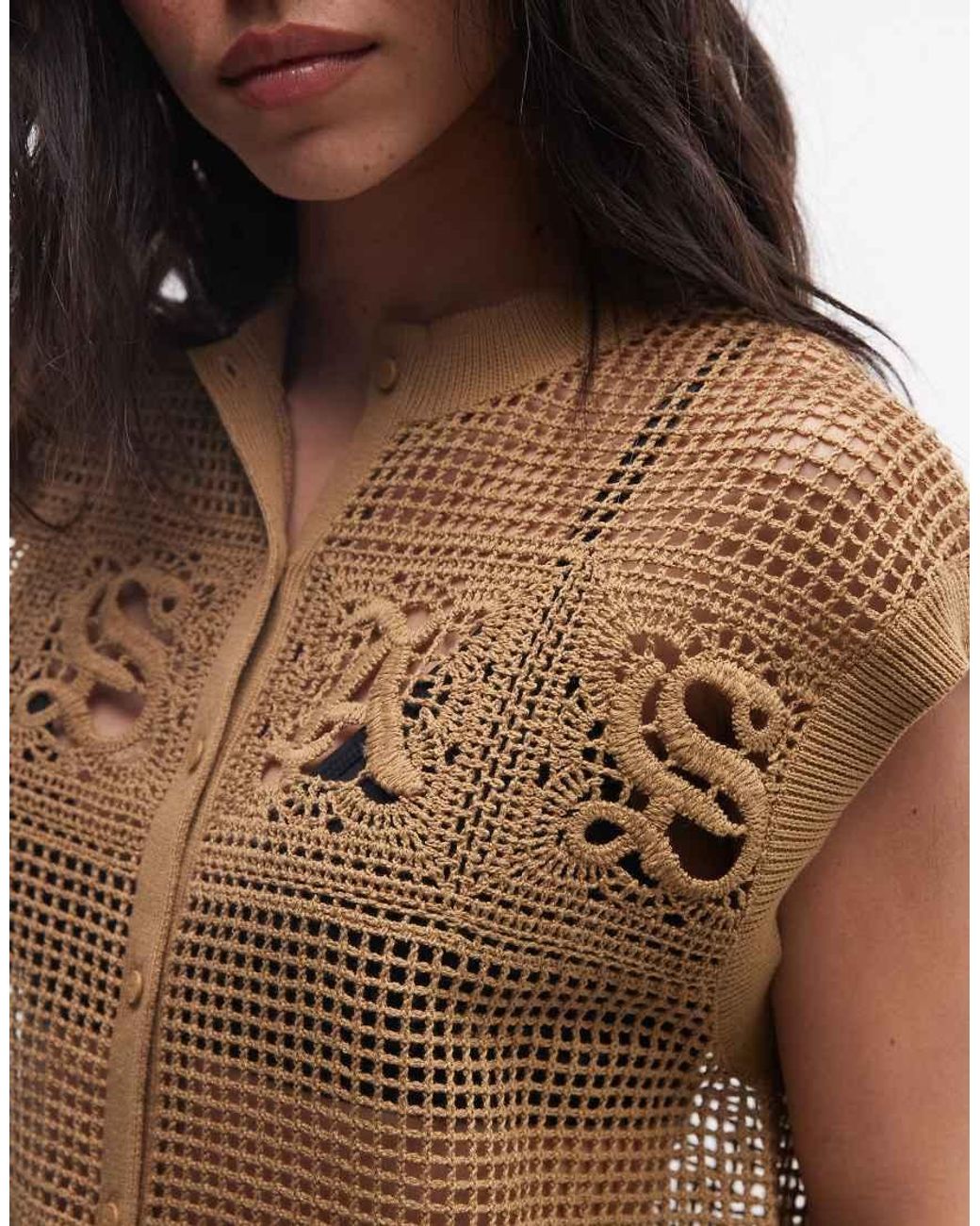 AllSaints Brown Kyra Sleeveless Knitted Waistcoat Top