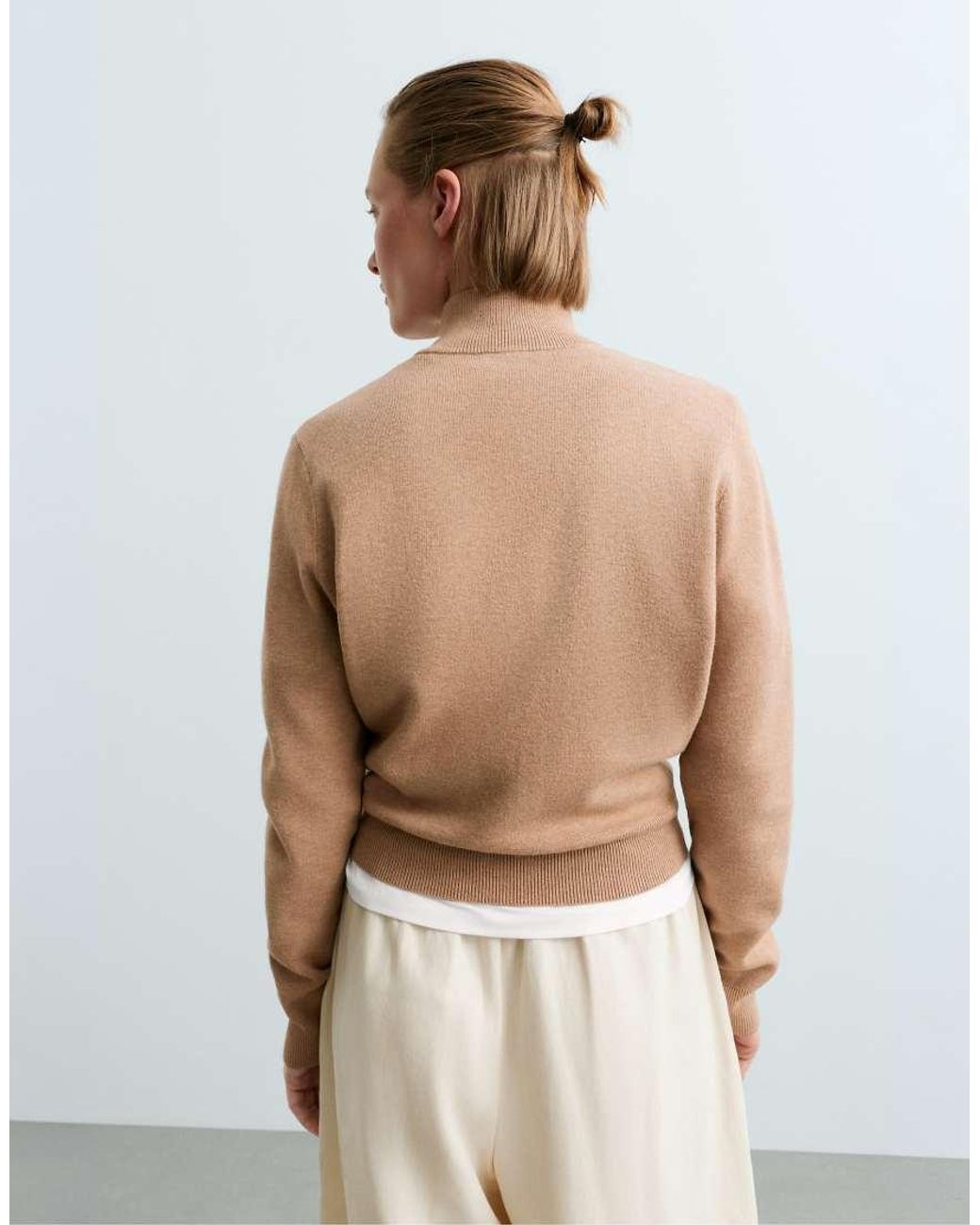 Oysho Natural Contrast Piping Knit Jacket