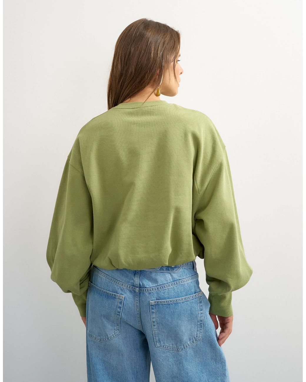TOPSHOP Green Bubble Hem Sweat