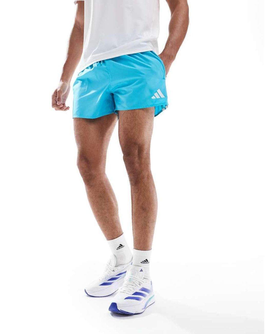 Adidas Originals Blue Adidas Training 3 Stripe 3" Swim Shorts for men