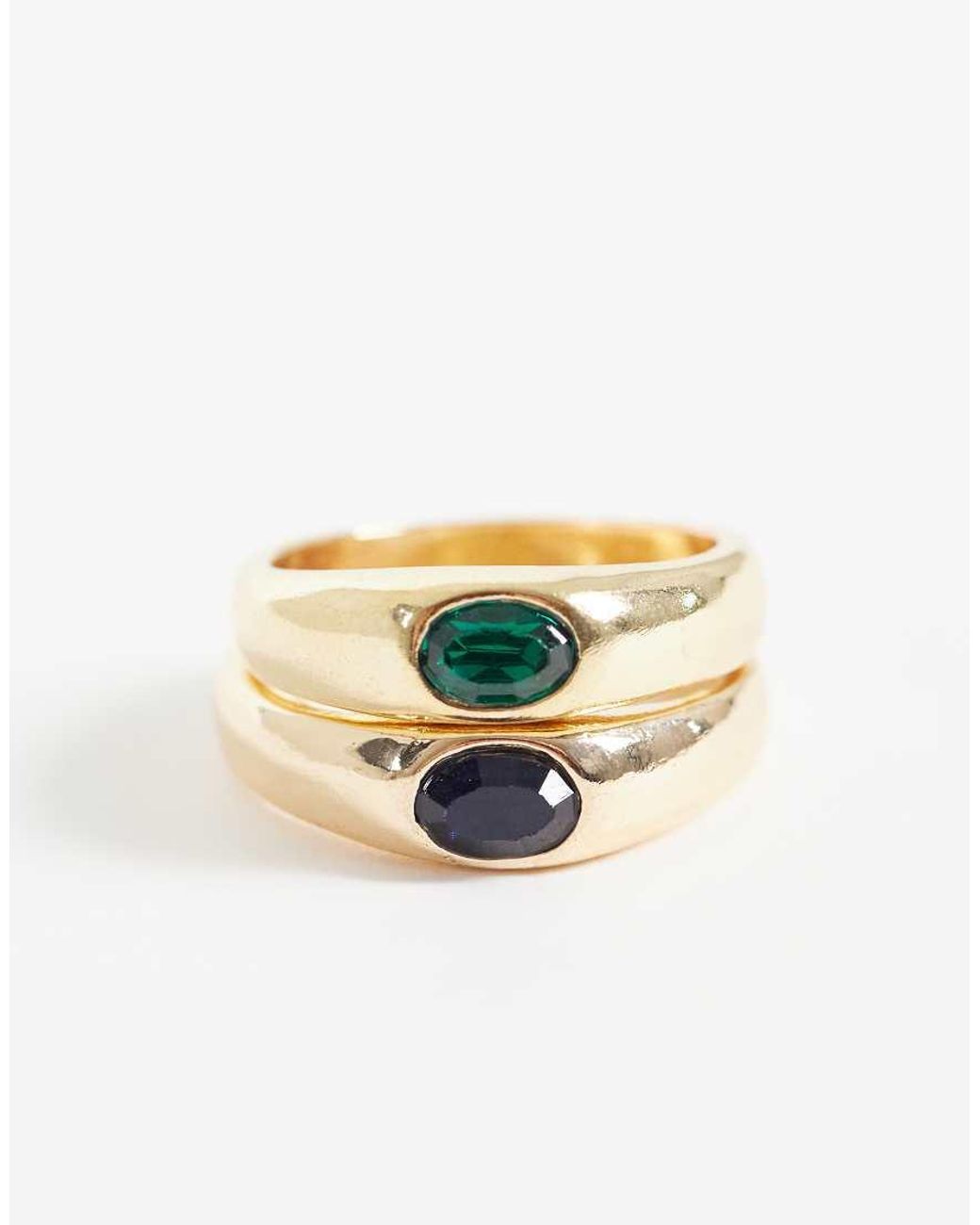ASOS Natural Pack Of 2 Rings With Multi Stone Setting