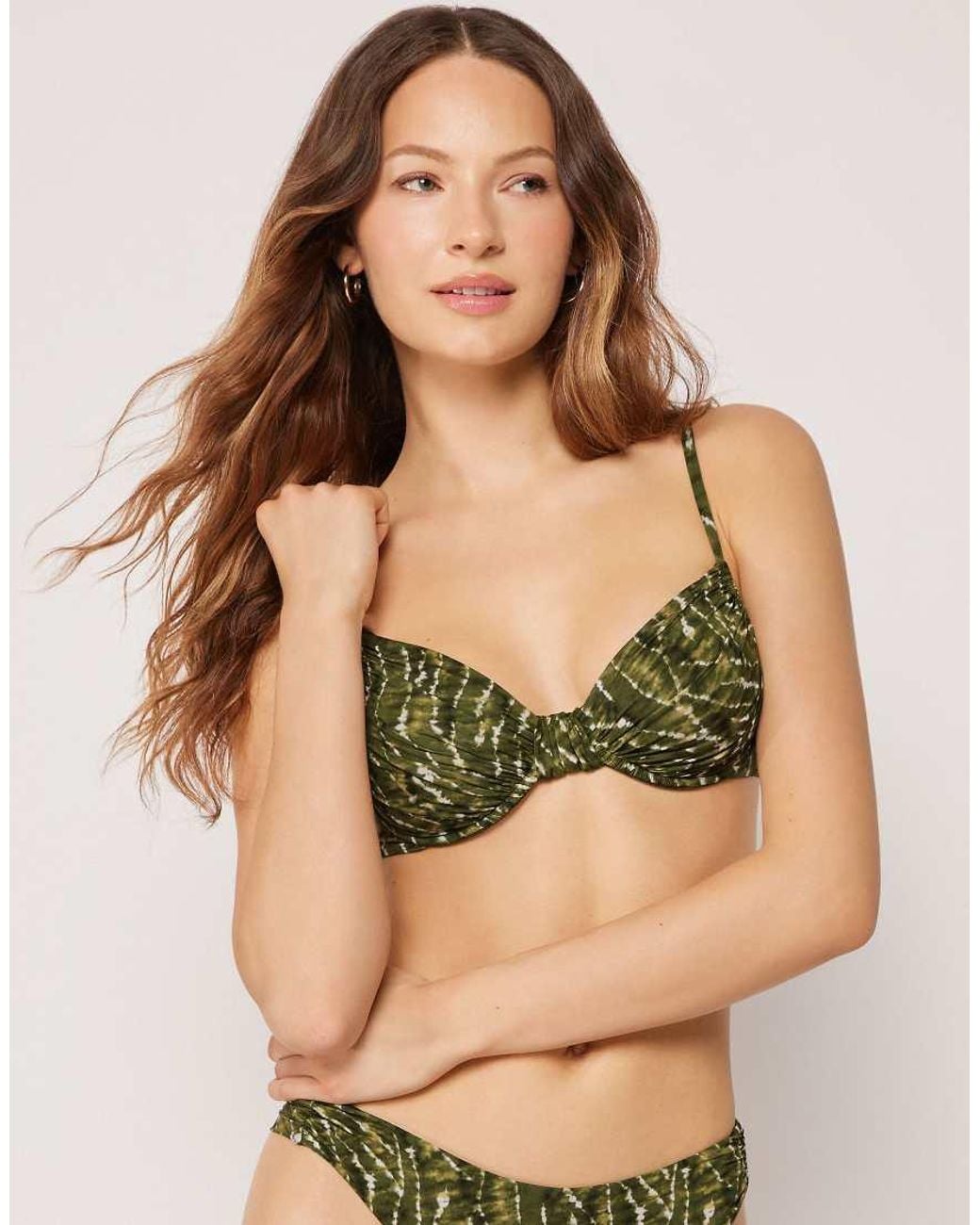 Calzedonia Green Fuller Bust Balconette Bikini Top Natural Tie-Dye