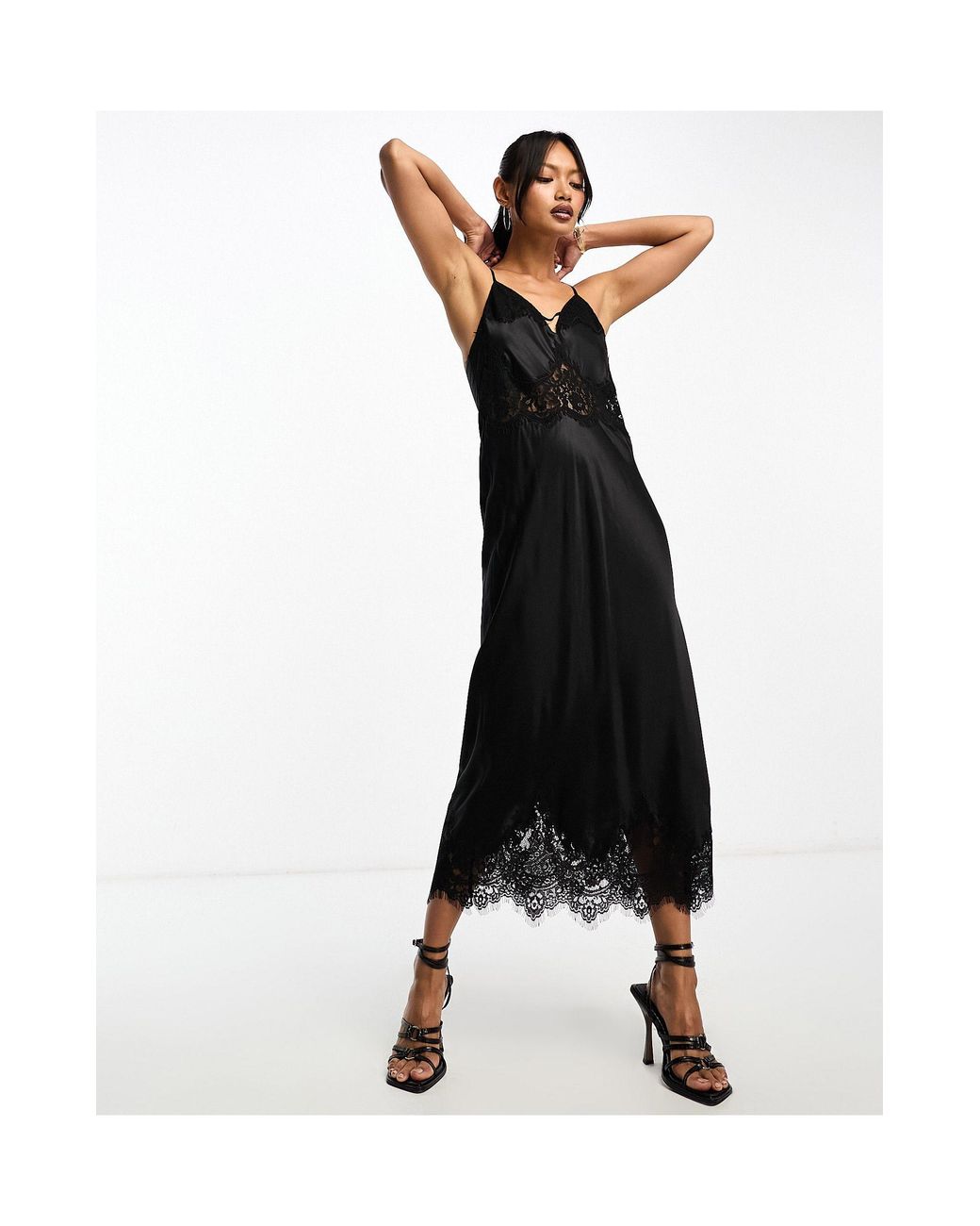 All saints top black slip dress