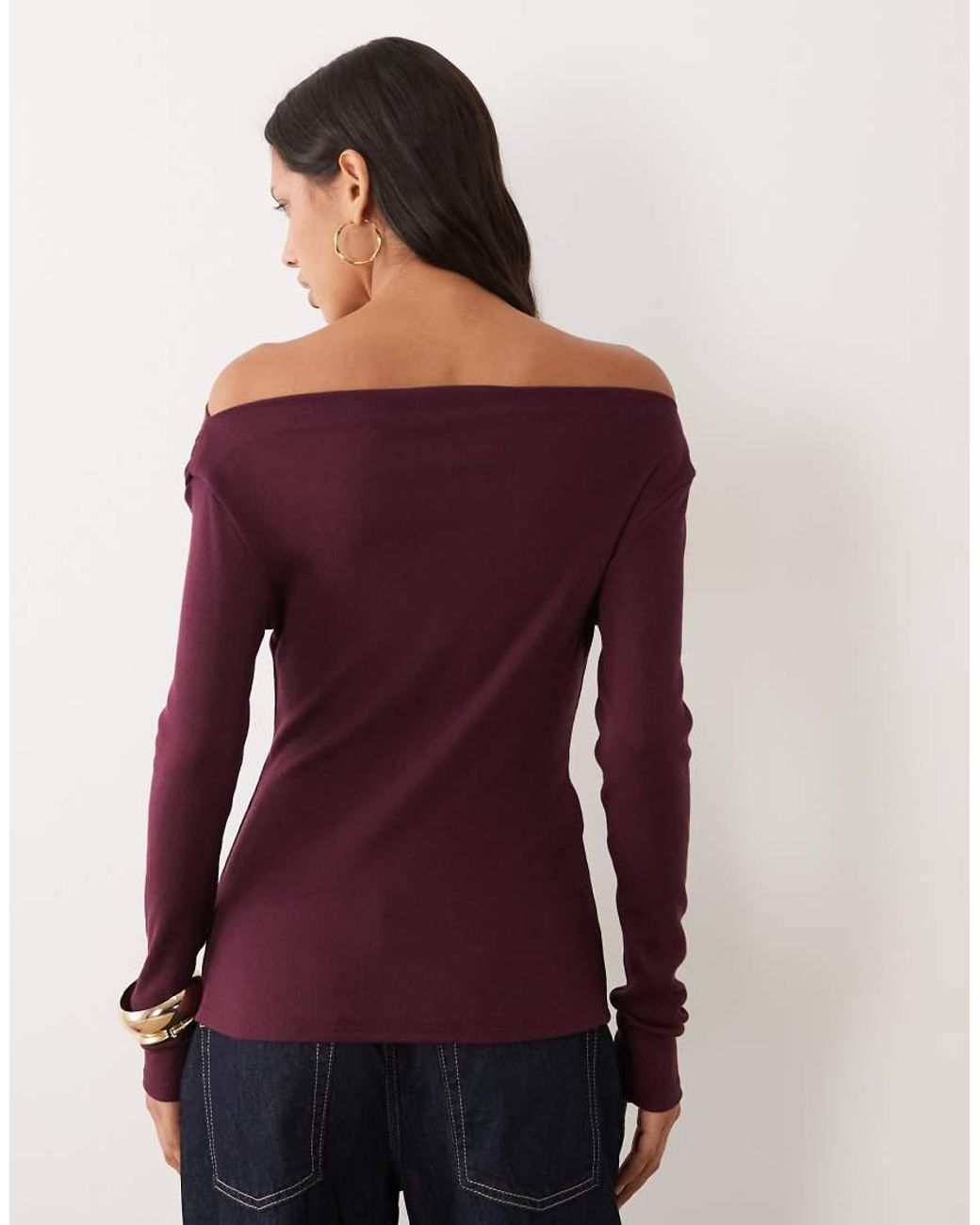 Mango Red Boat Neck Long Sleeve Top