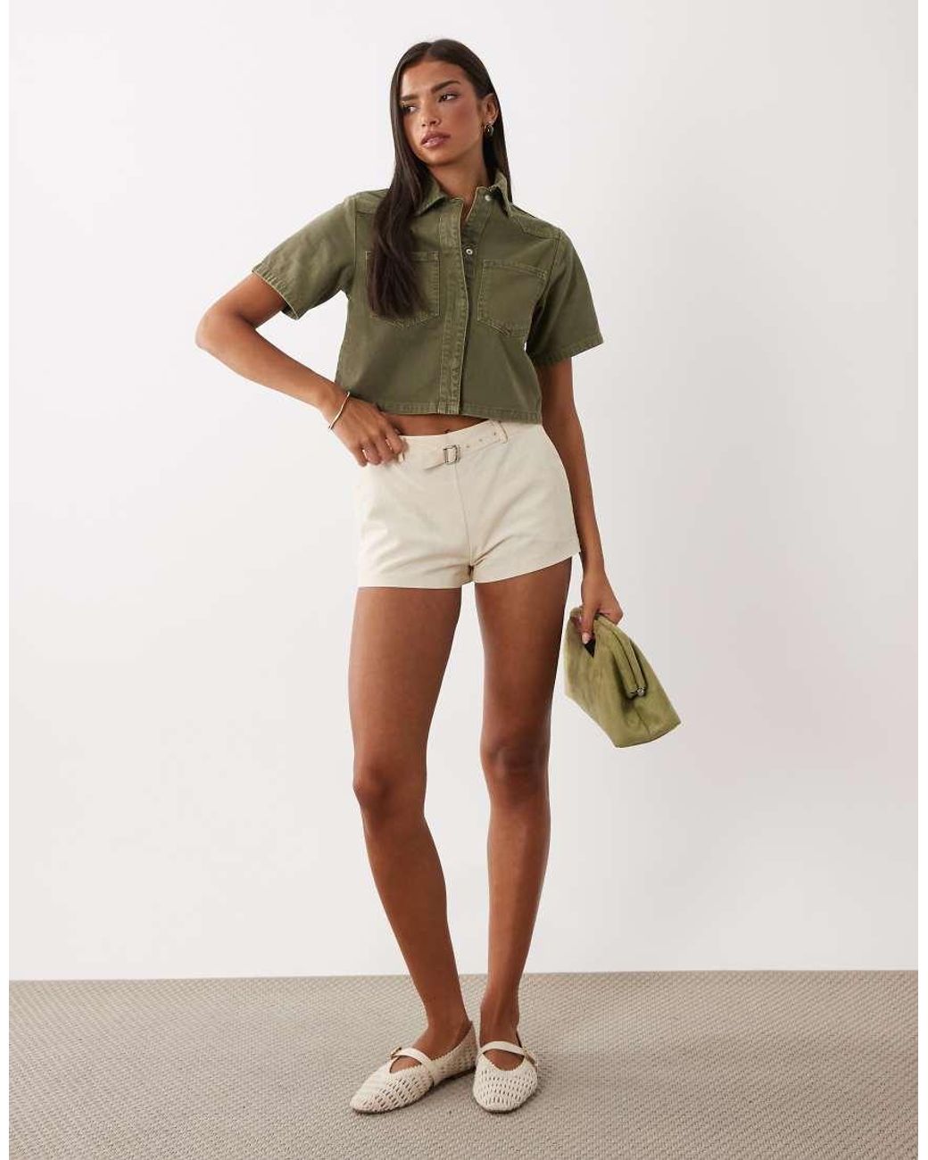 ASOS Denim Cropped Overhemd in het Green