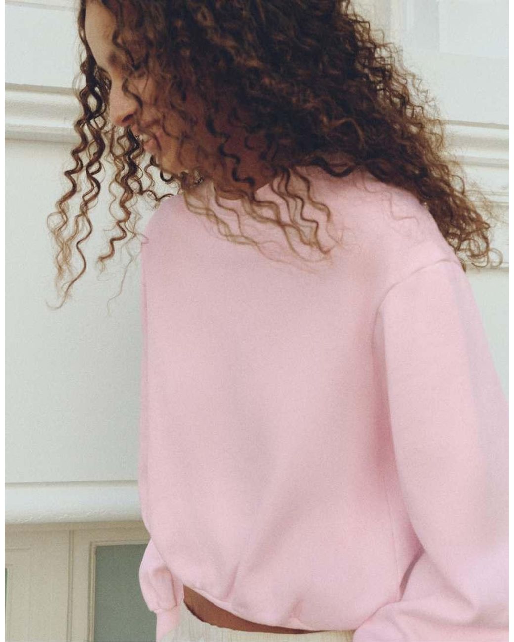 Pull&Bear Blue Cropped Round Neck Sweatshirt